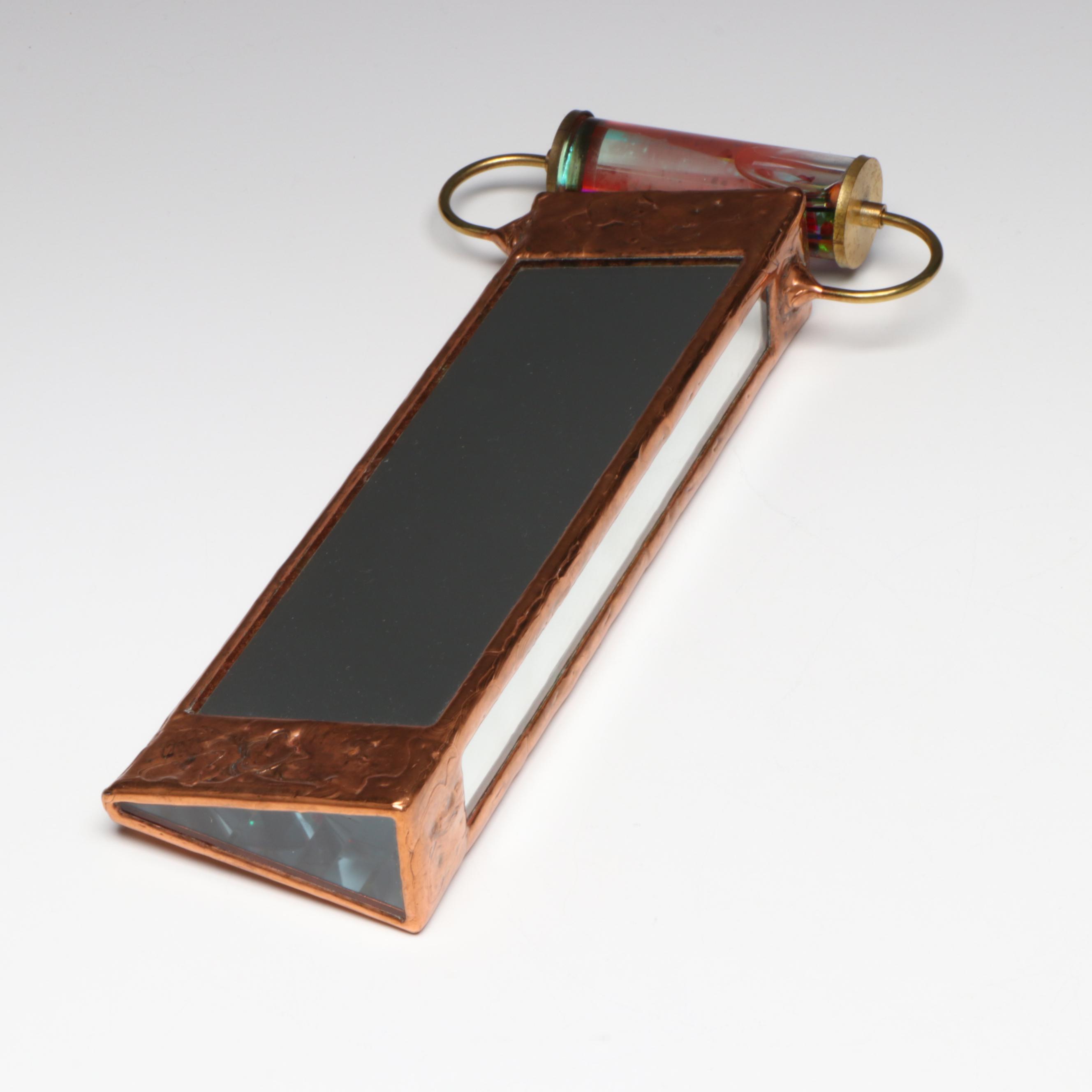 Artisan Made Copper and Stained Glass Kaleidoscope on Stand