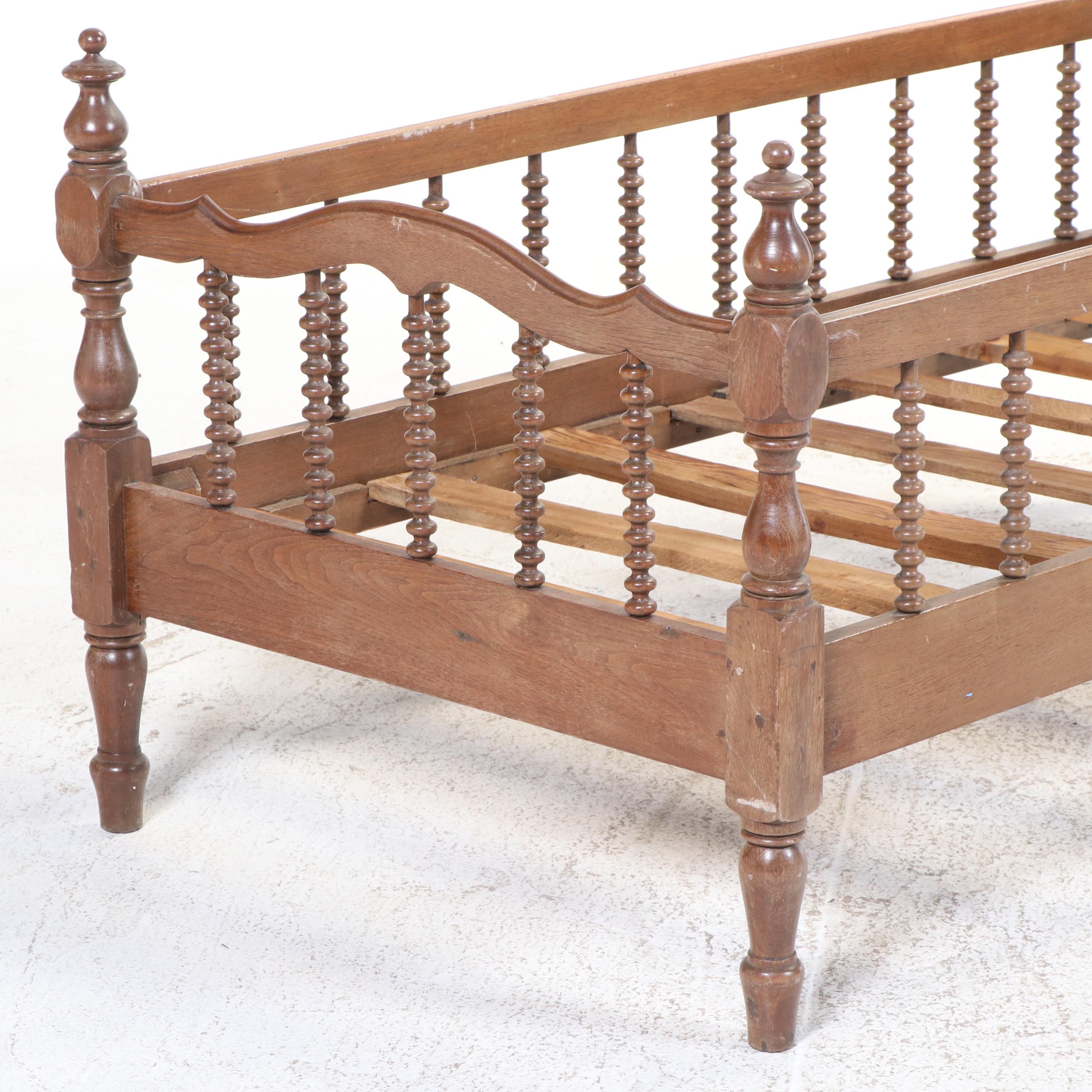 Victorian Spool-Turned Walnut Youth Bed Frame, Late 19th Century