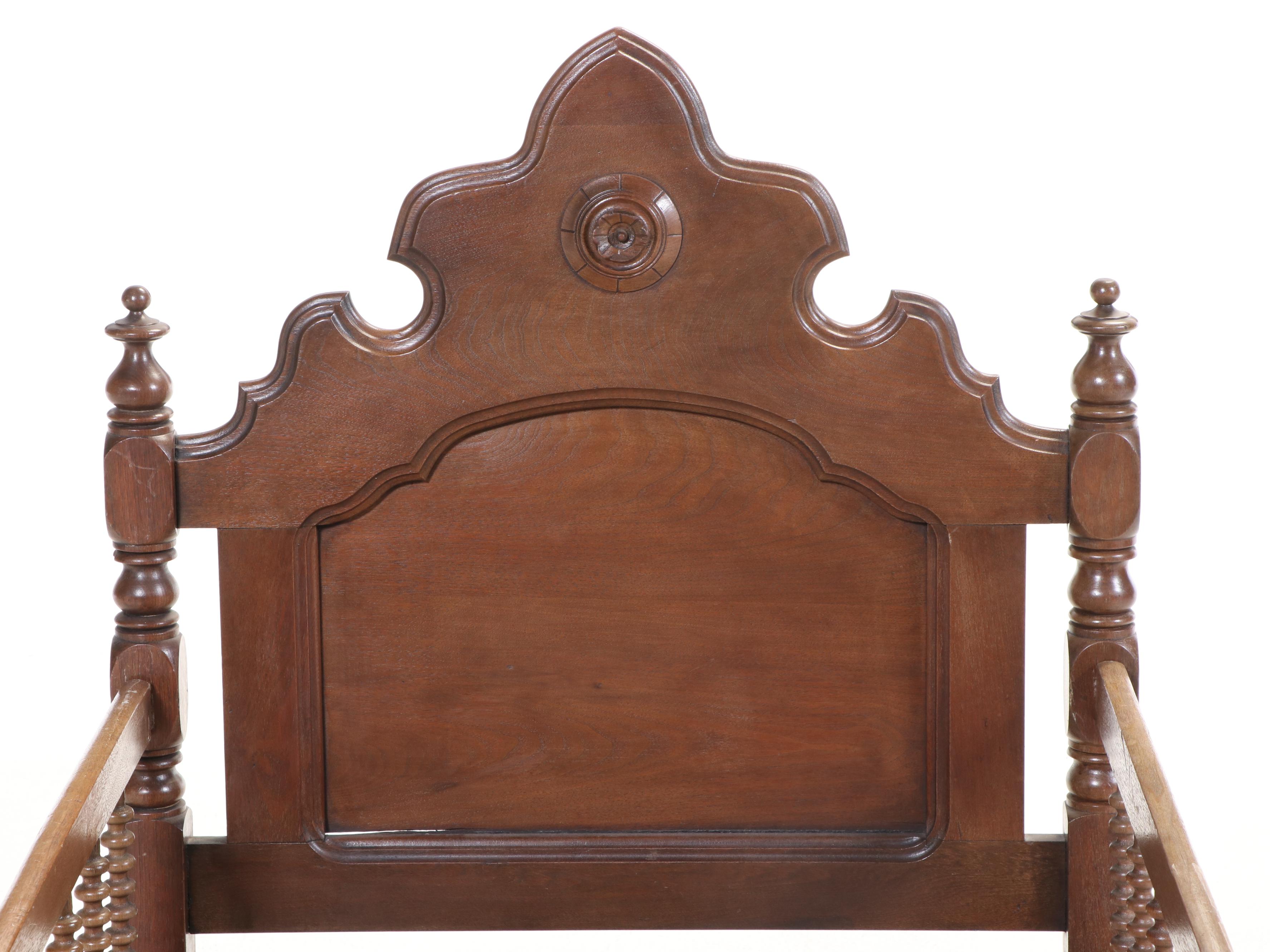 Victorian Spool-Turned Walnut Youth Bed Frame, Late 19th Century
