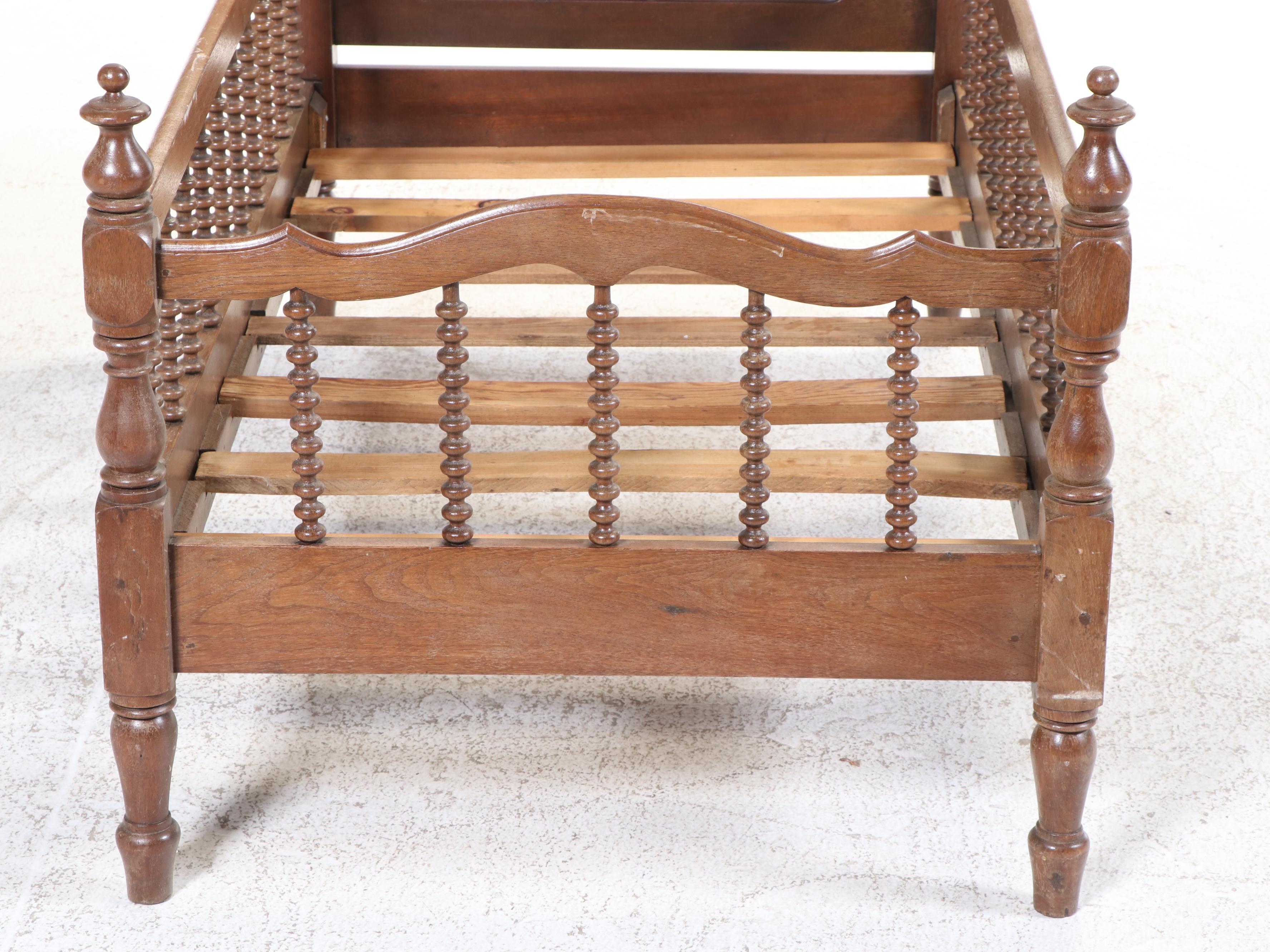 Victorian Spool-Turned Walnut Youth Bed Frame, Late 19th Century