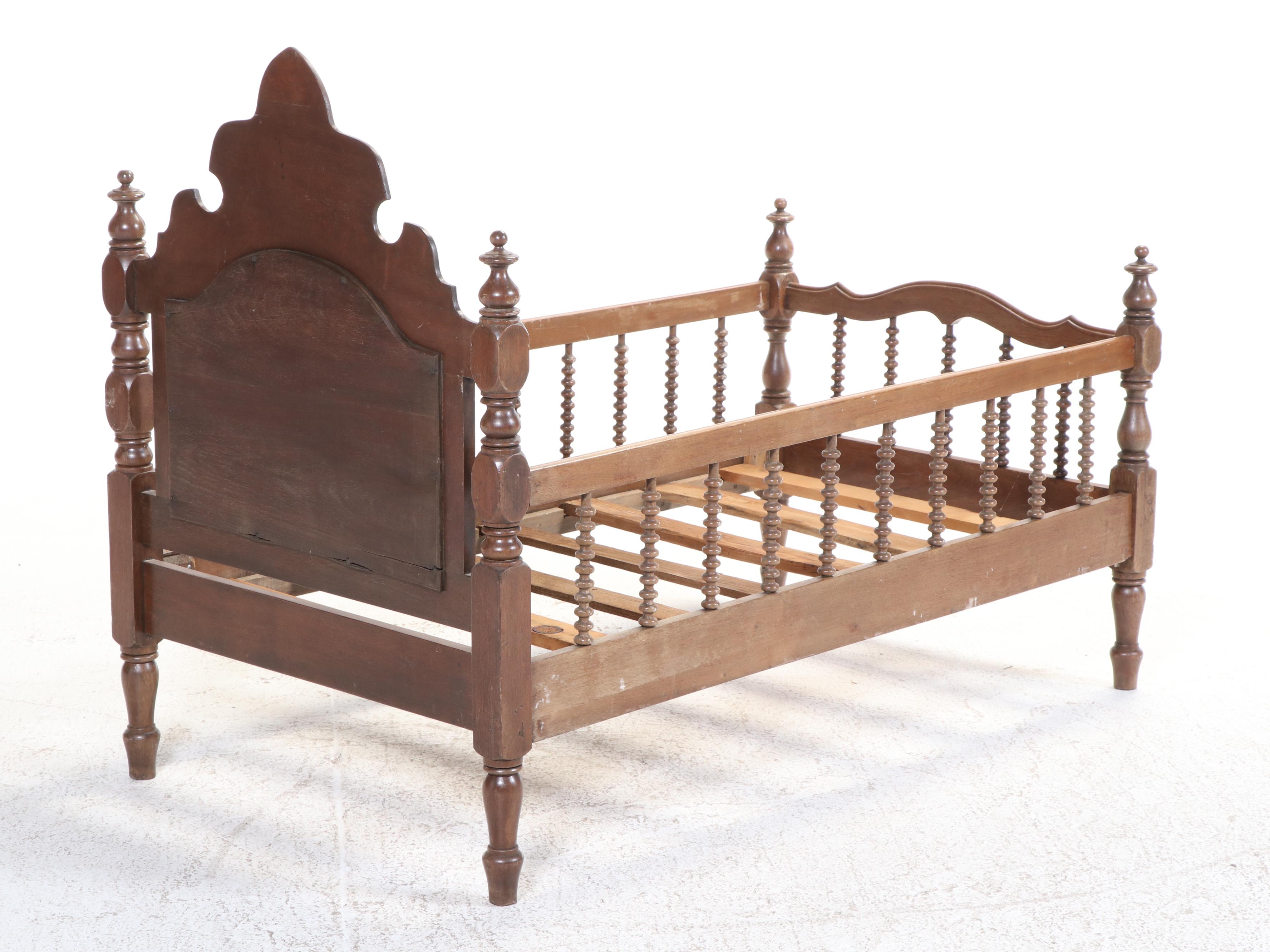 Victorian Spool-Turned Walnut Youth Bed Frame, Late 19th Century