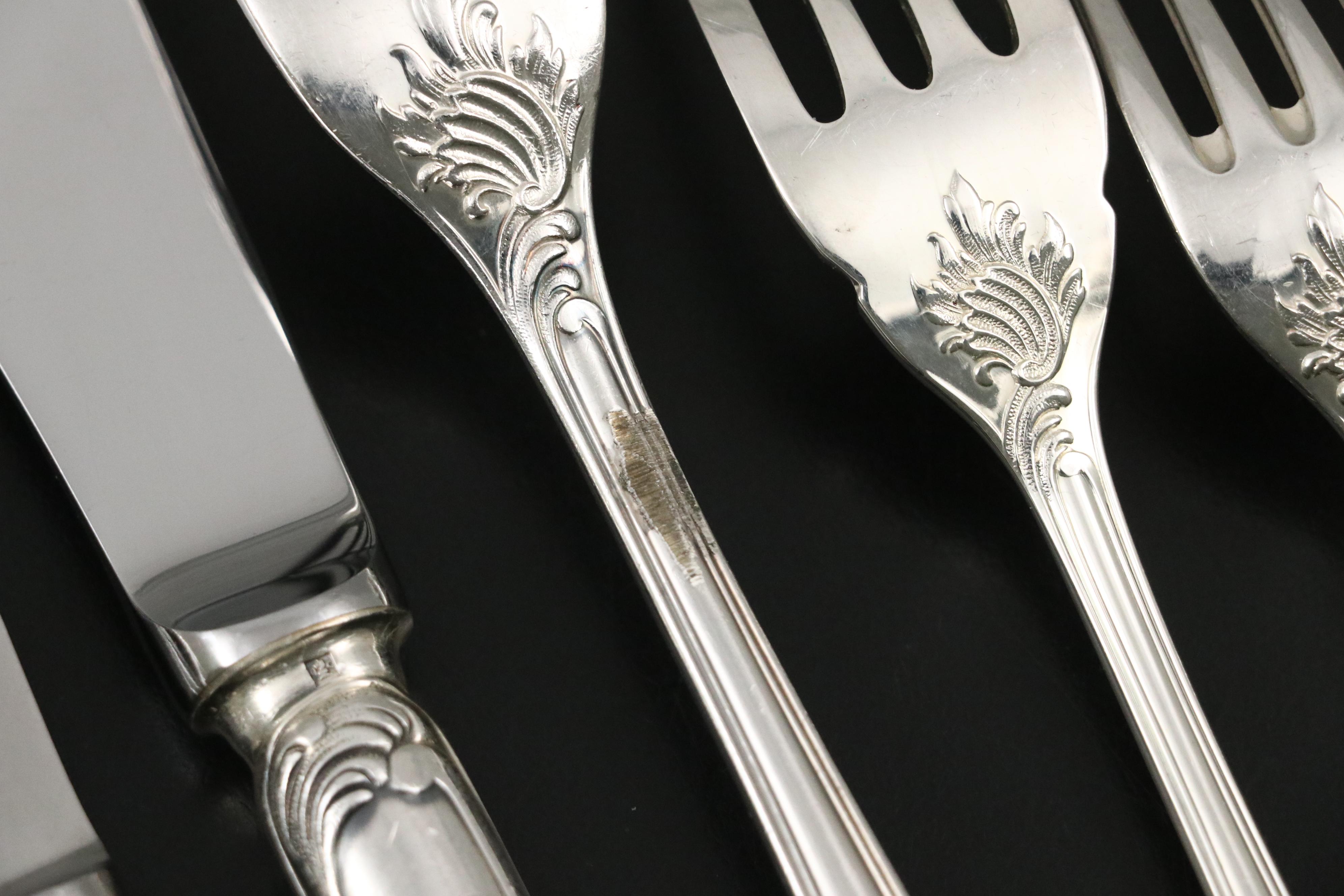 Christofle "Marly" and Other Silver Plate Flatware with Storage Chest