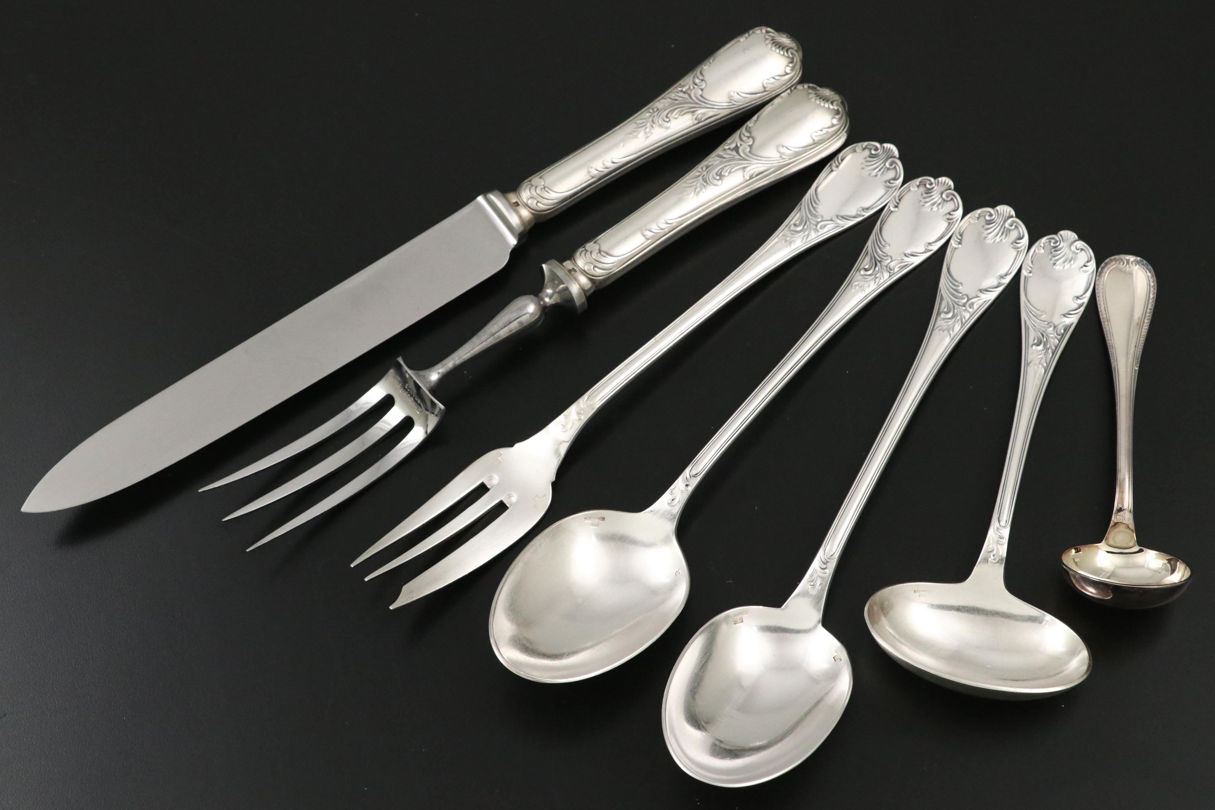 Christofle "Marly" and Other Silver Plate Flatware with Storage Chest