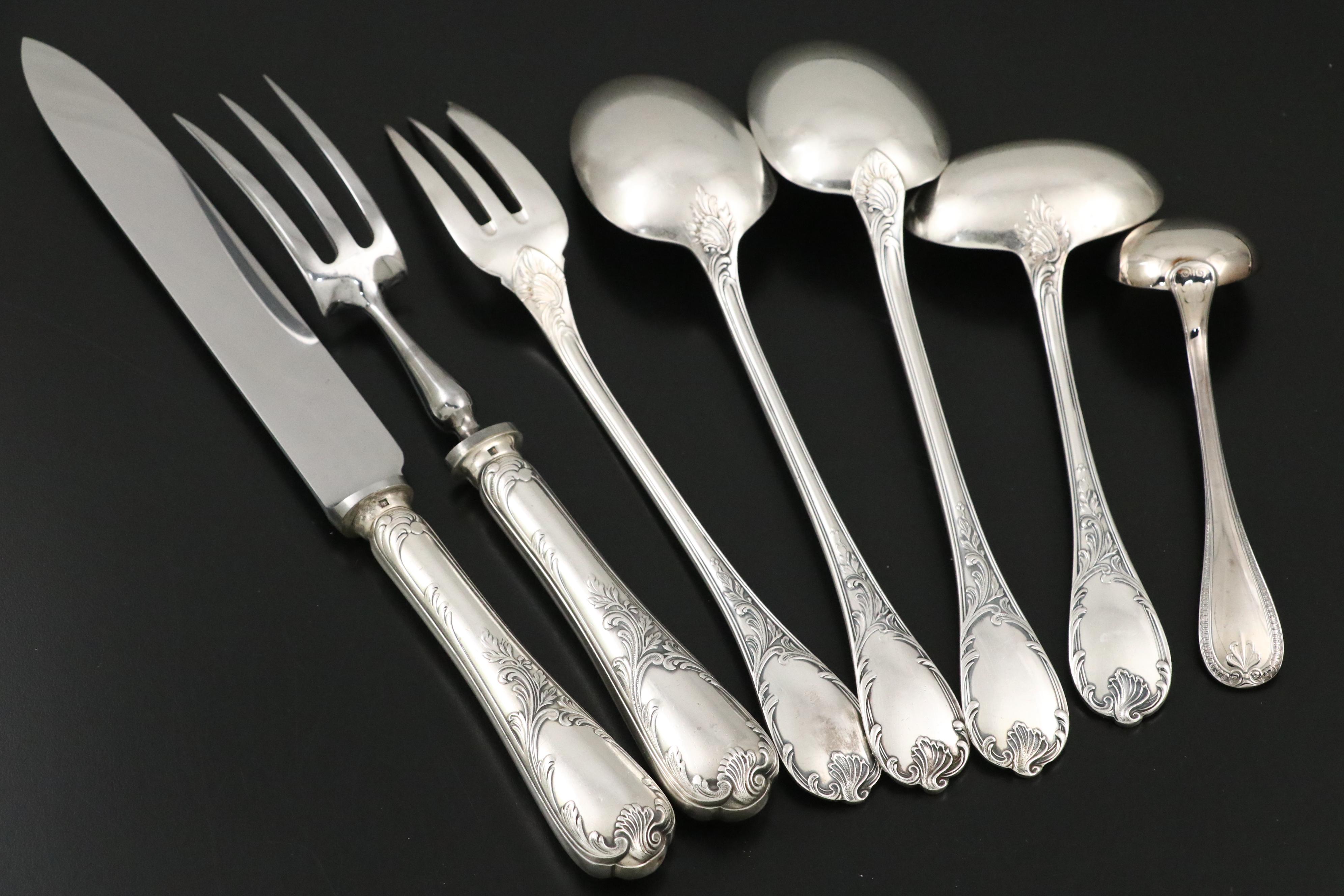 Christofle "Marly" and Other Silver Plate Flatware with Storage Chest