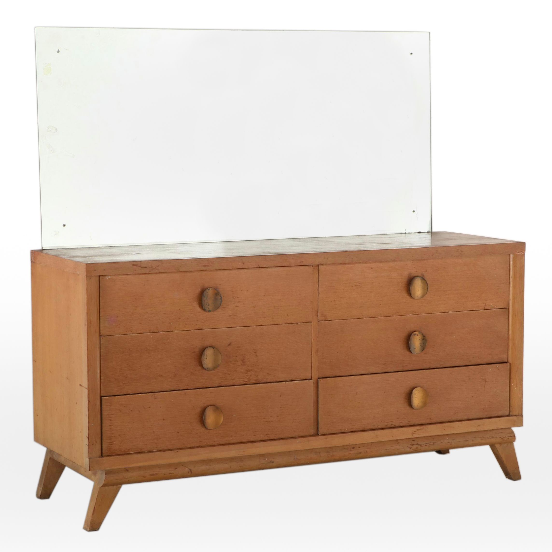 Mid Century Modern Oak Six-Drawer Dresser