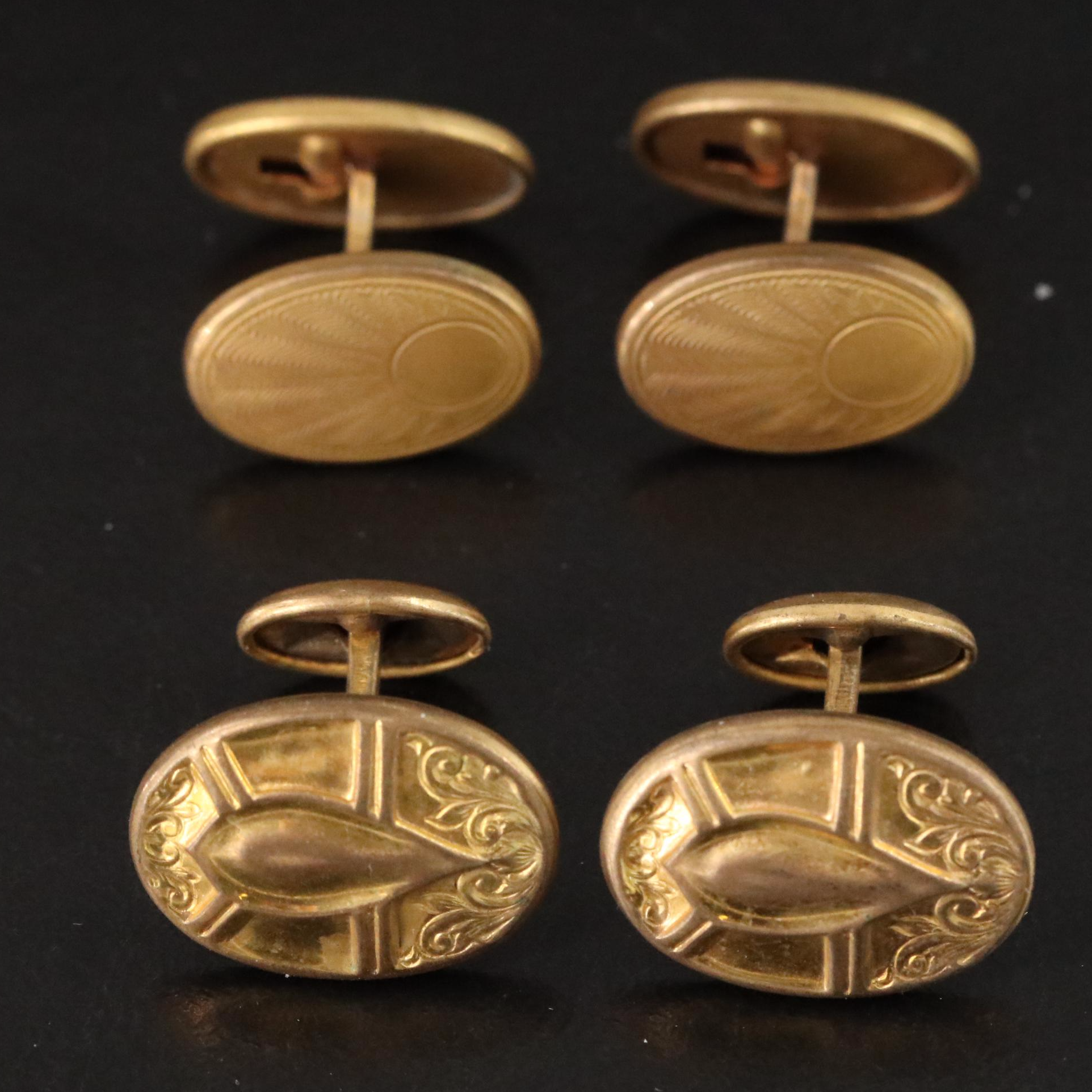 Antique Cufflinks, Shirt Stud and Hickok Sterling Buckle