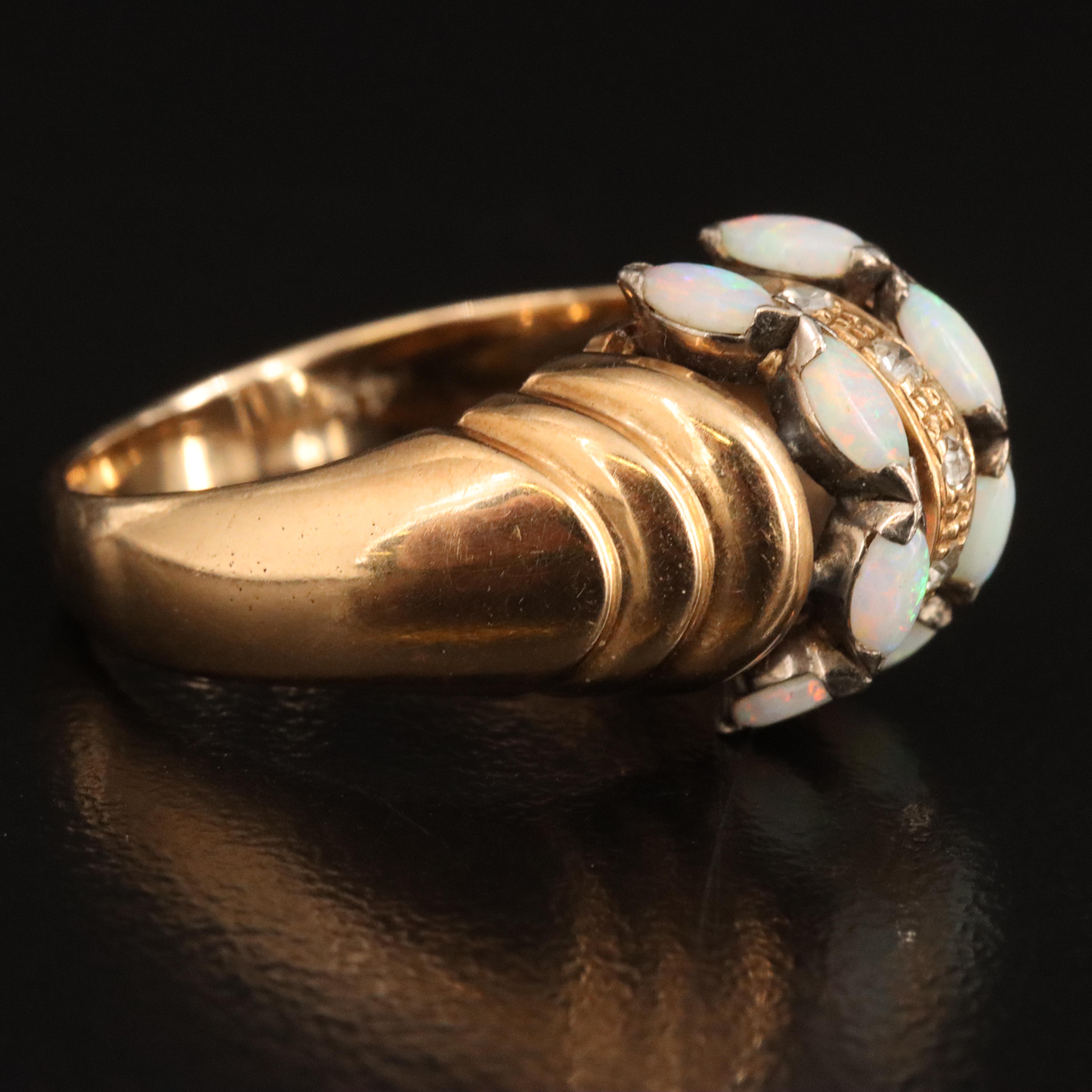 14K Opal and Diamond Ring