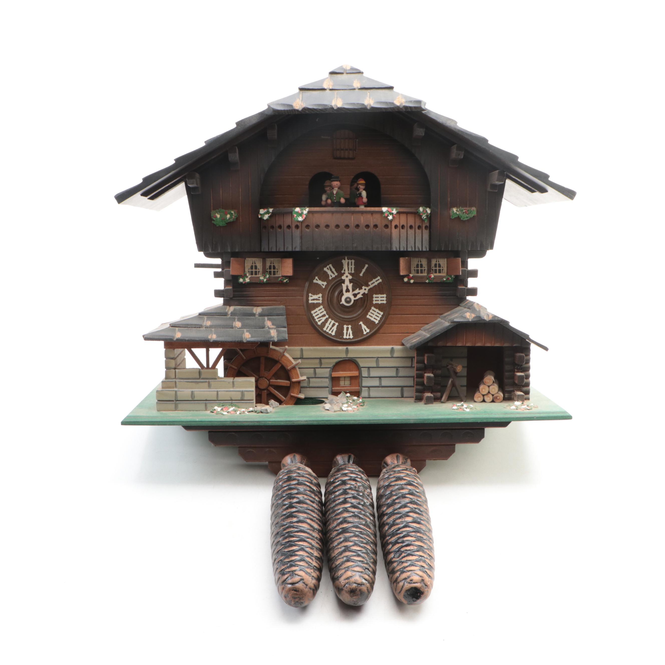German Black Forest Chalet Style Wood Cuckoo Clock