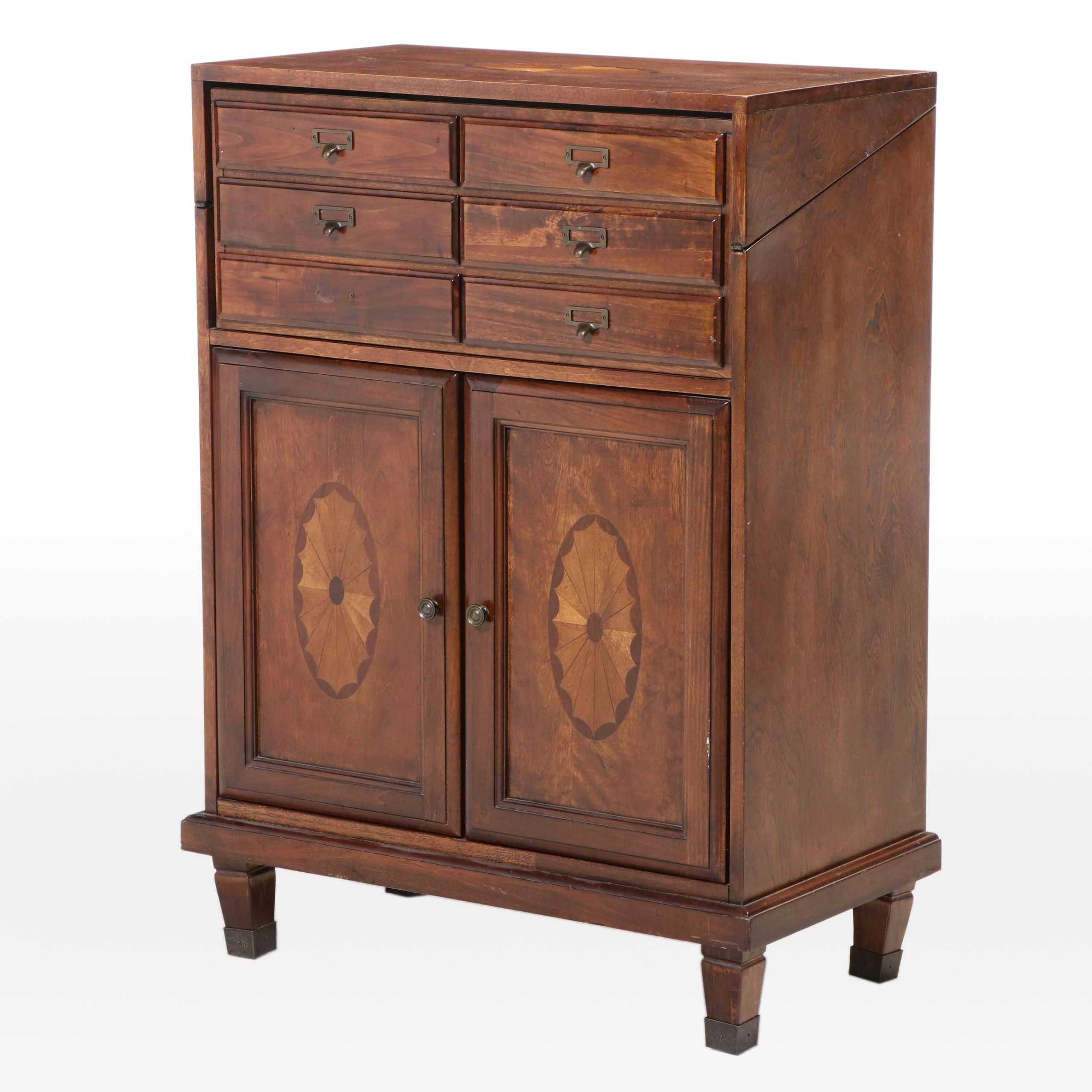 Ashley Furniture George III Style Cherrywood-Stained and Marquetry Flip-Top Desk