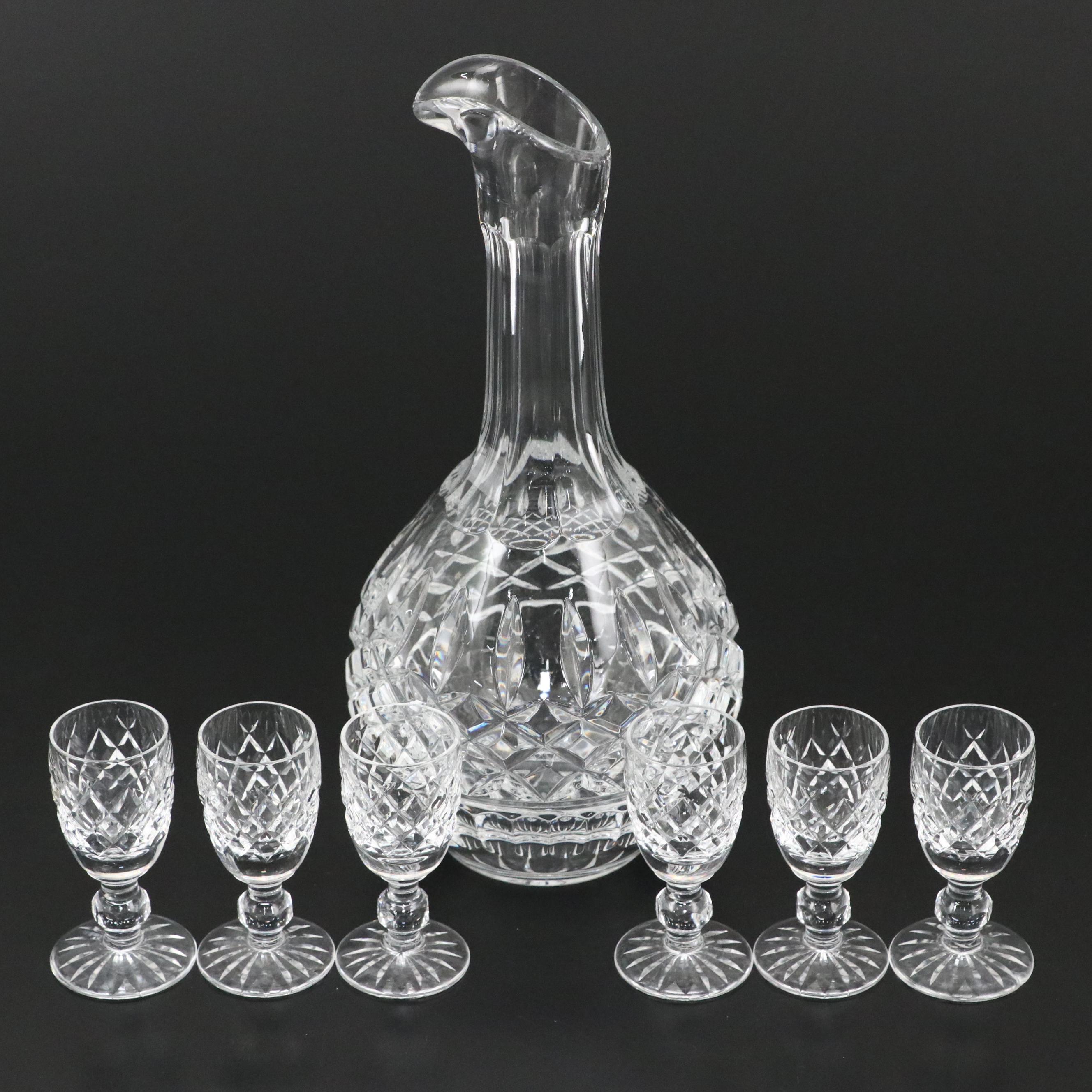Waterford Crystal "Sherburne" Decanter and "Boyne" Port Wine Glasses
