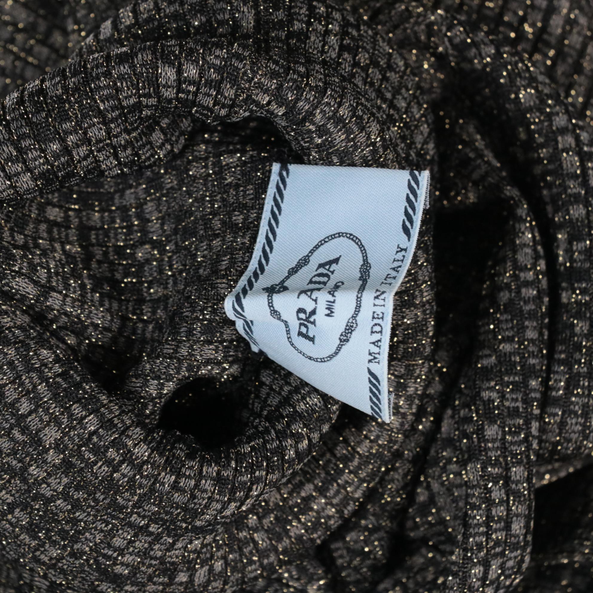 Prada Metallic Ribbed Knit Turtleneck Sweater