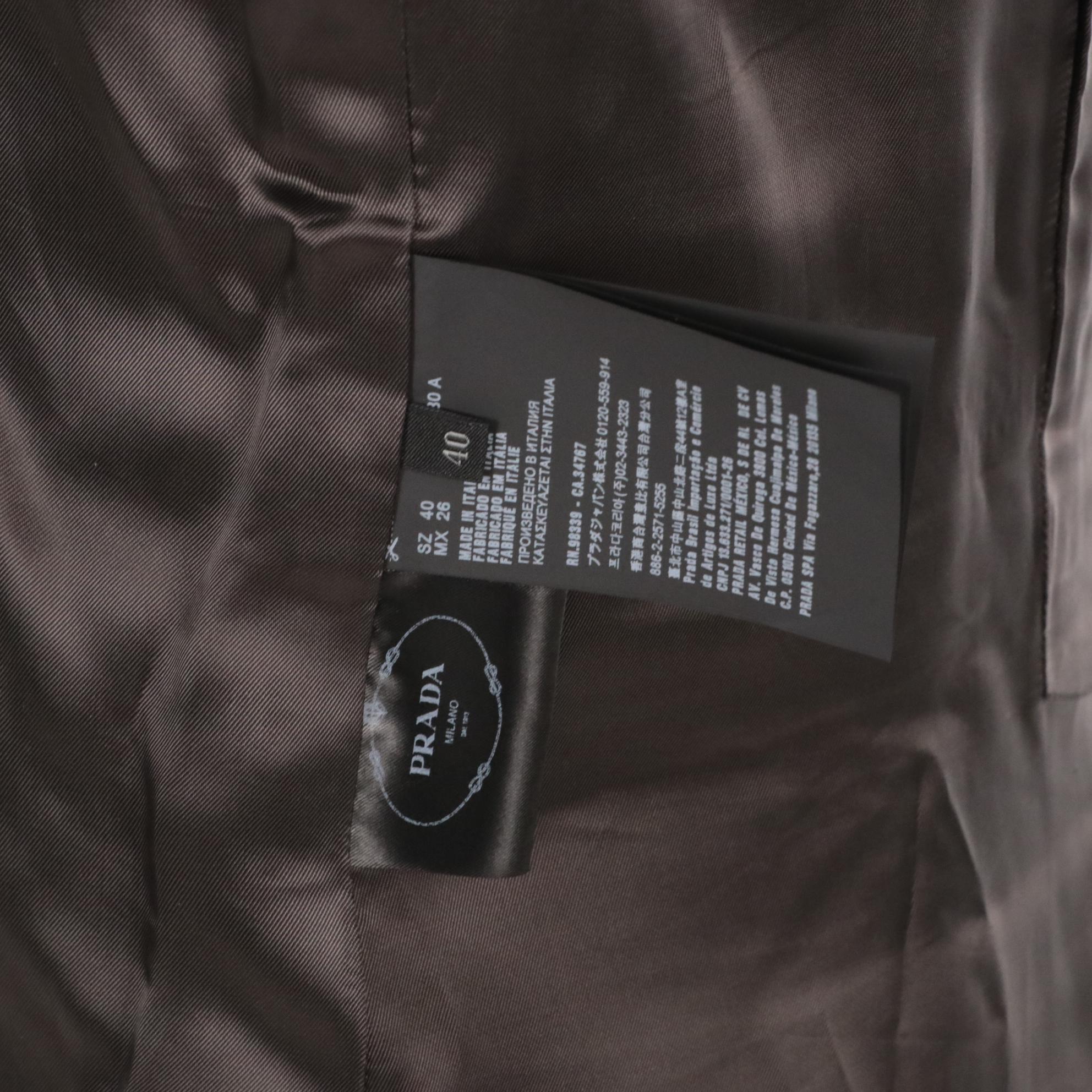 Prada Red Leather-Trimmed Houndstooth Wool Blend Blazer