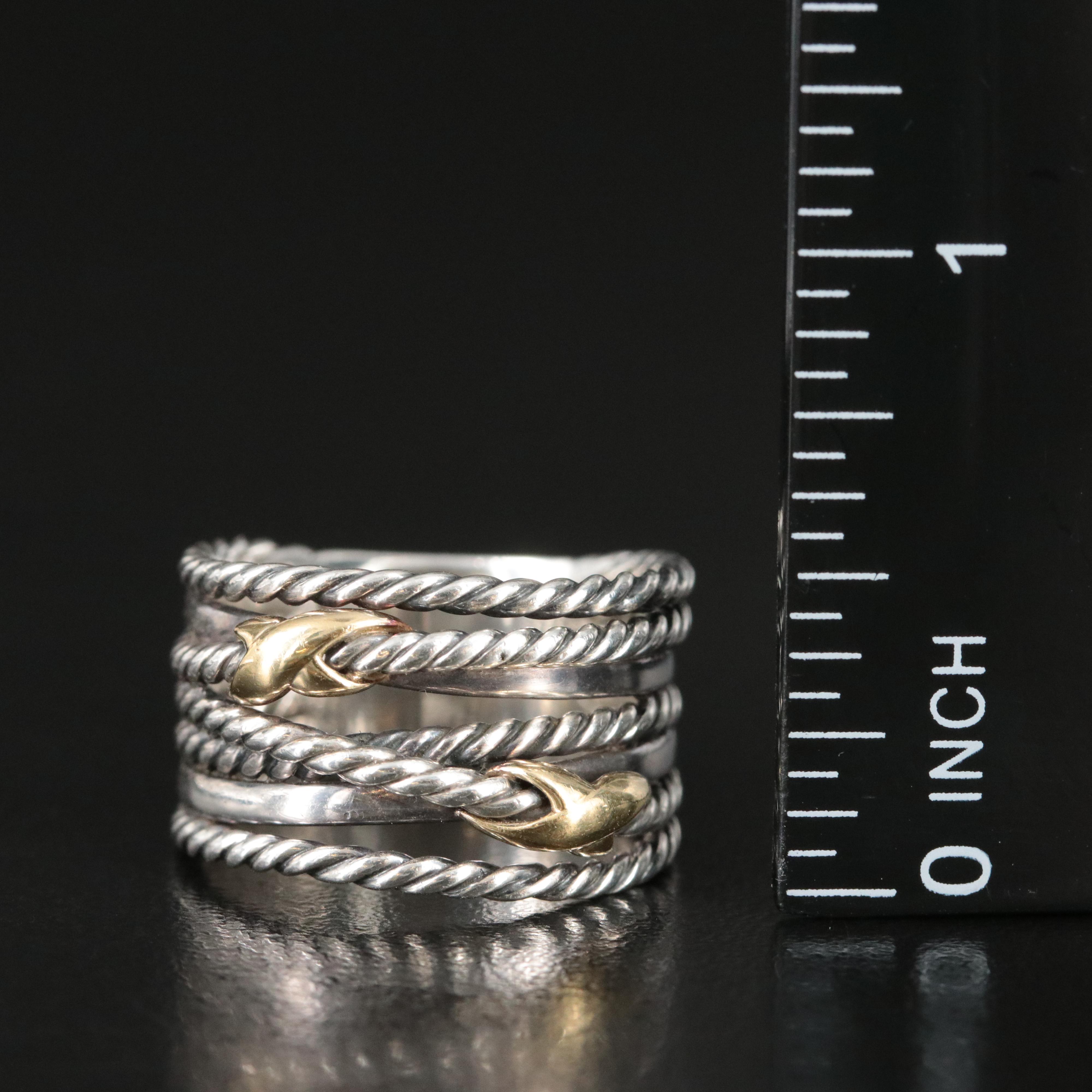 David Yurman Double X Sterling 18K Crossover Ring