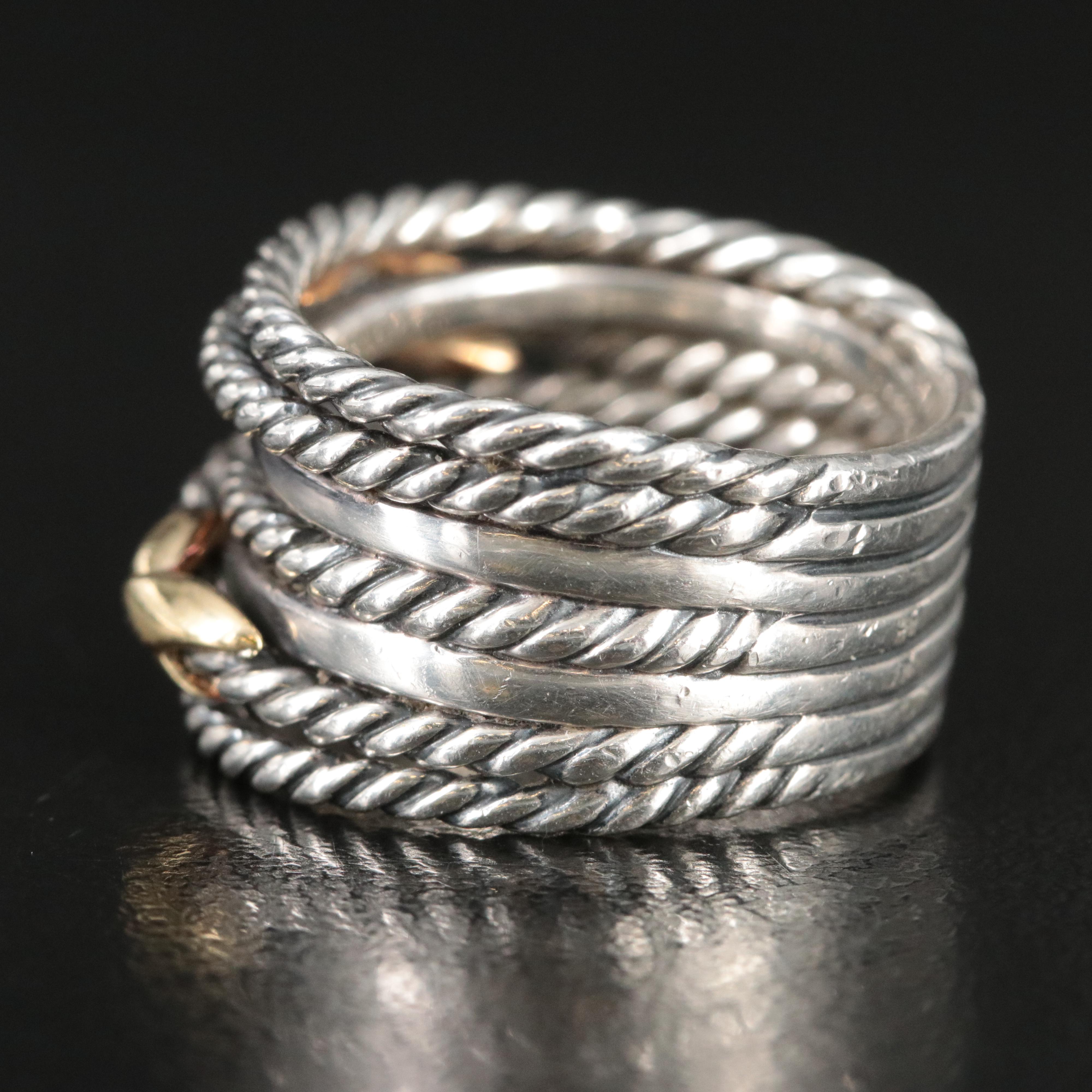 David Yurman Double X Sterling 18K Crossover Ring