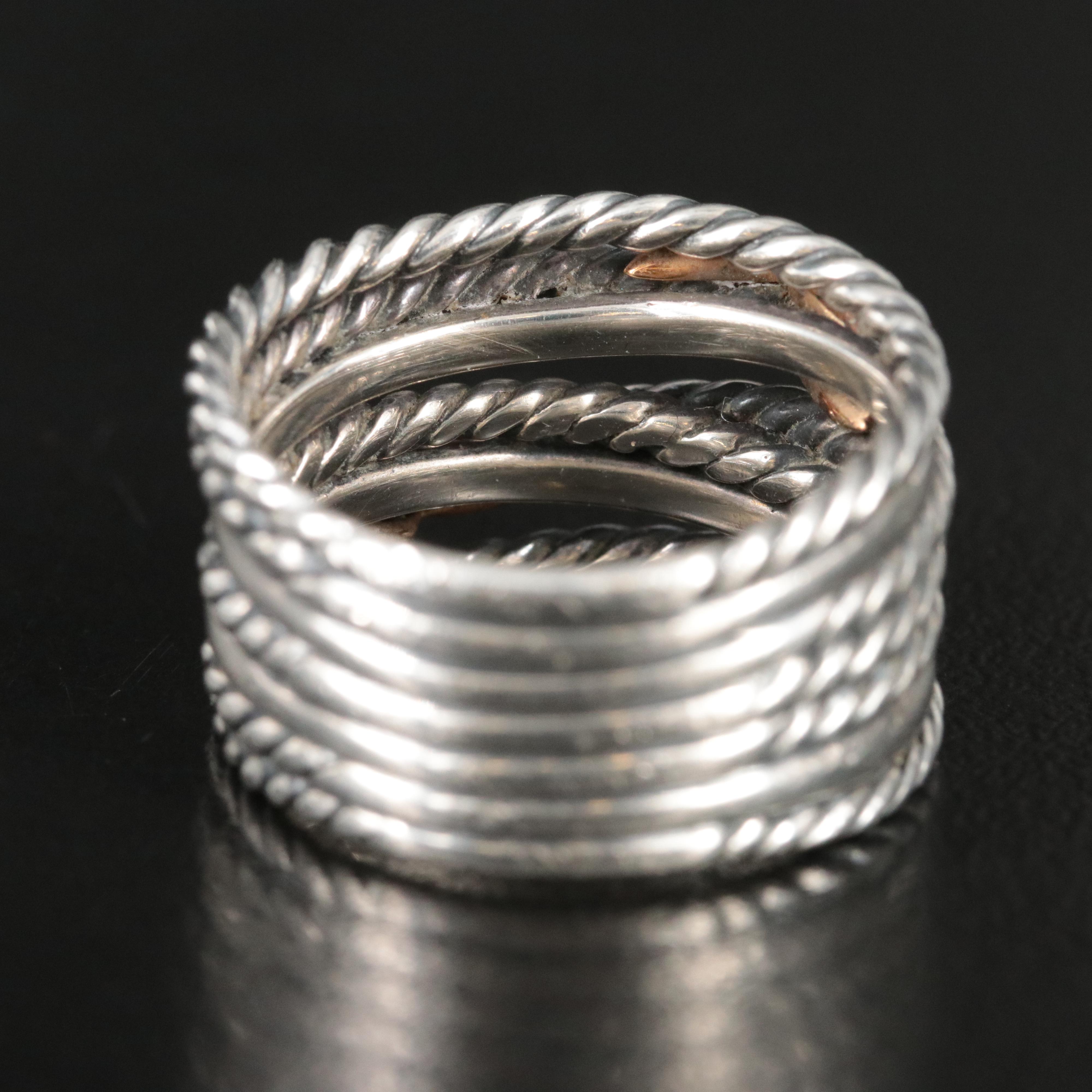 David Yurman Double X Sterling 18K Crossover Ring