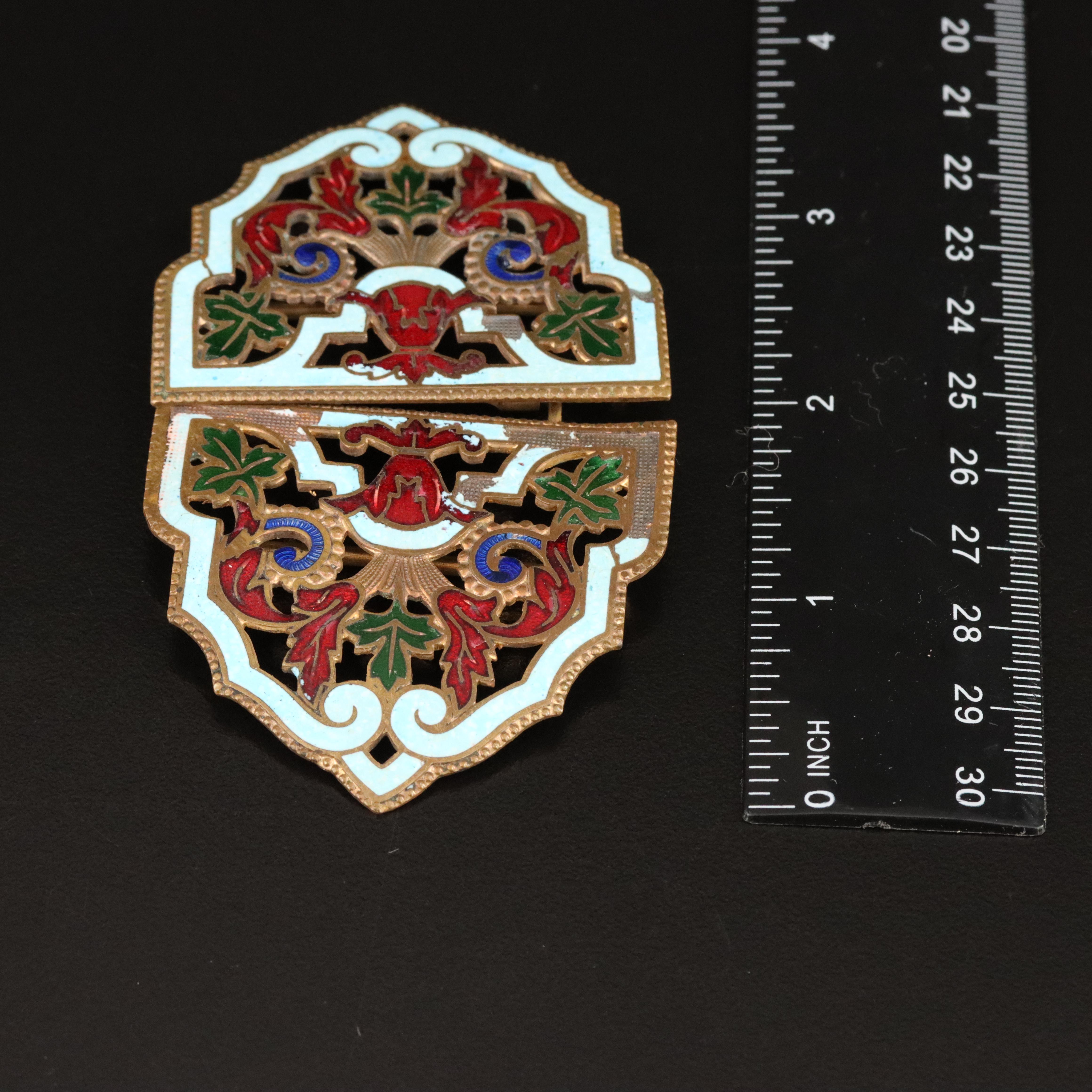 Art Nouveau Jewelry Including Enamel Buckle, Chimera and Mother-of-Pearl