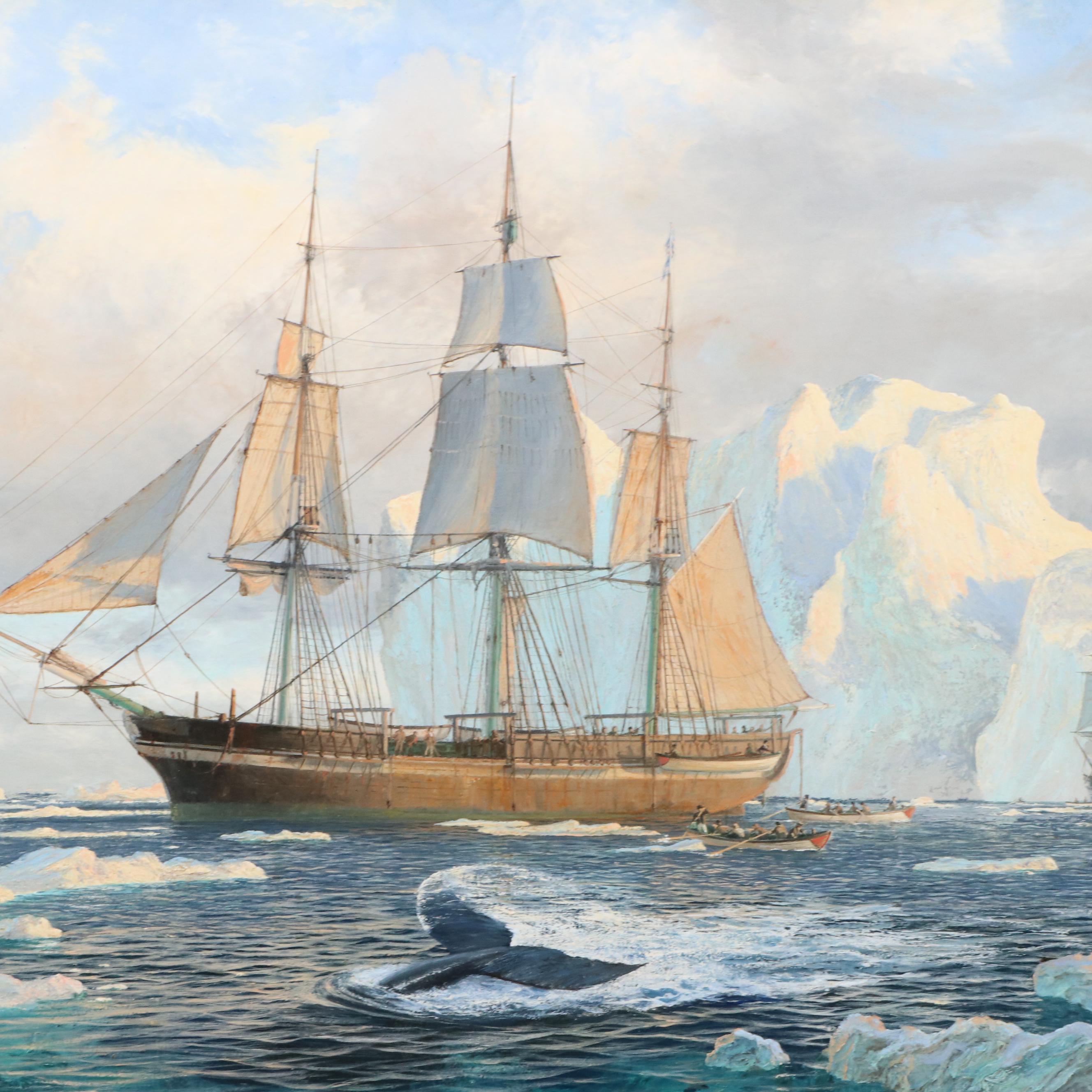 John Steven Dews Maritime Oil Painting "The Hull Whaler's Ship, Isabella"
