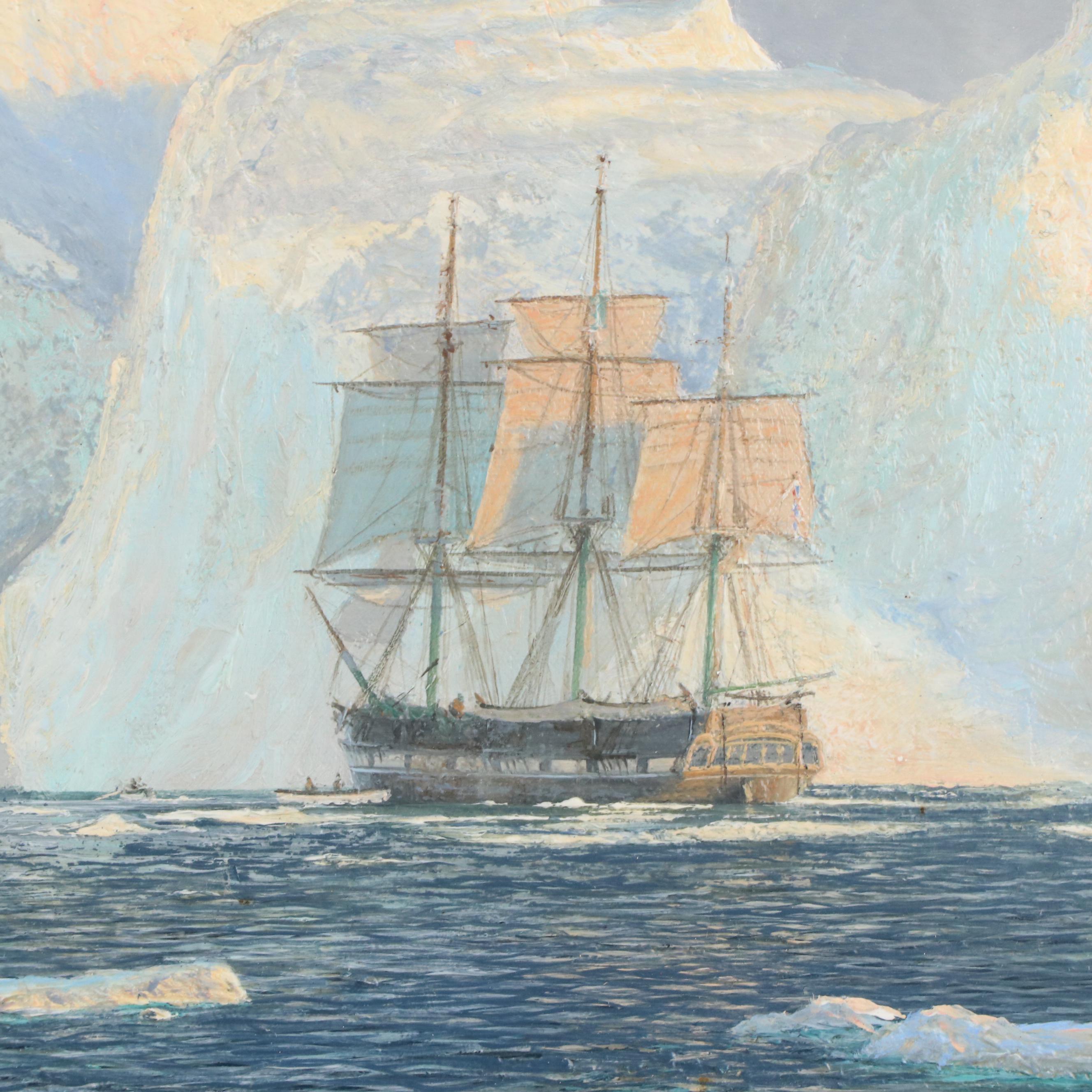 John Steven Dews Maritime Oil Painting "The Hull Whaler's Ship, Isabella"