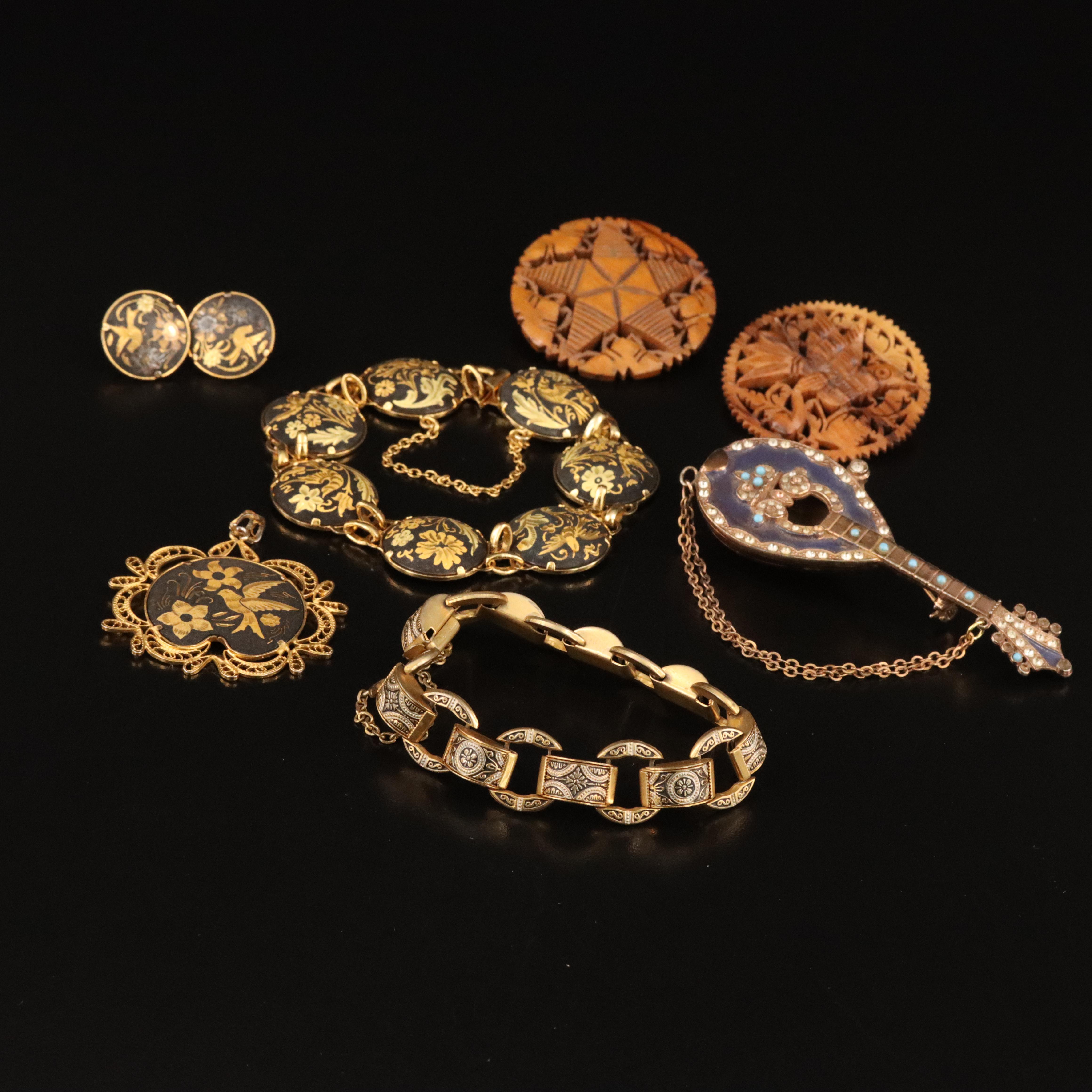 Vintage Jewelry Collection Featuring Damascene