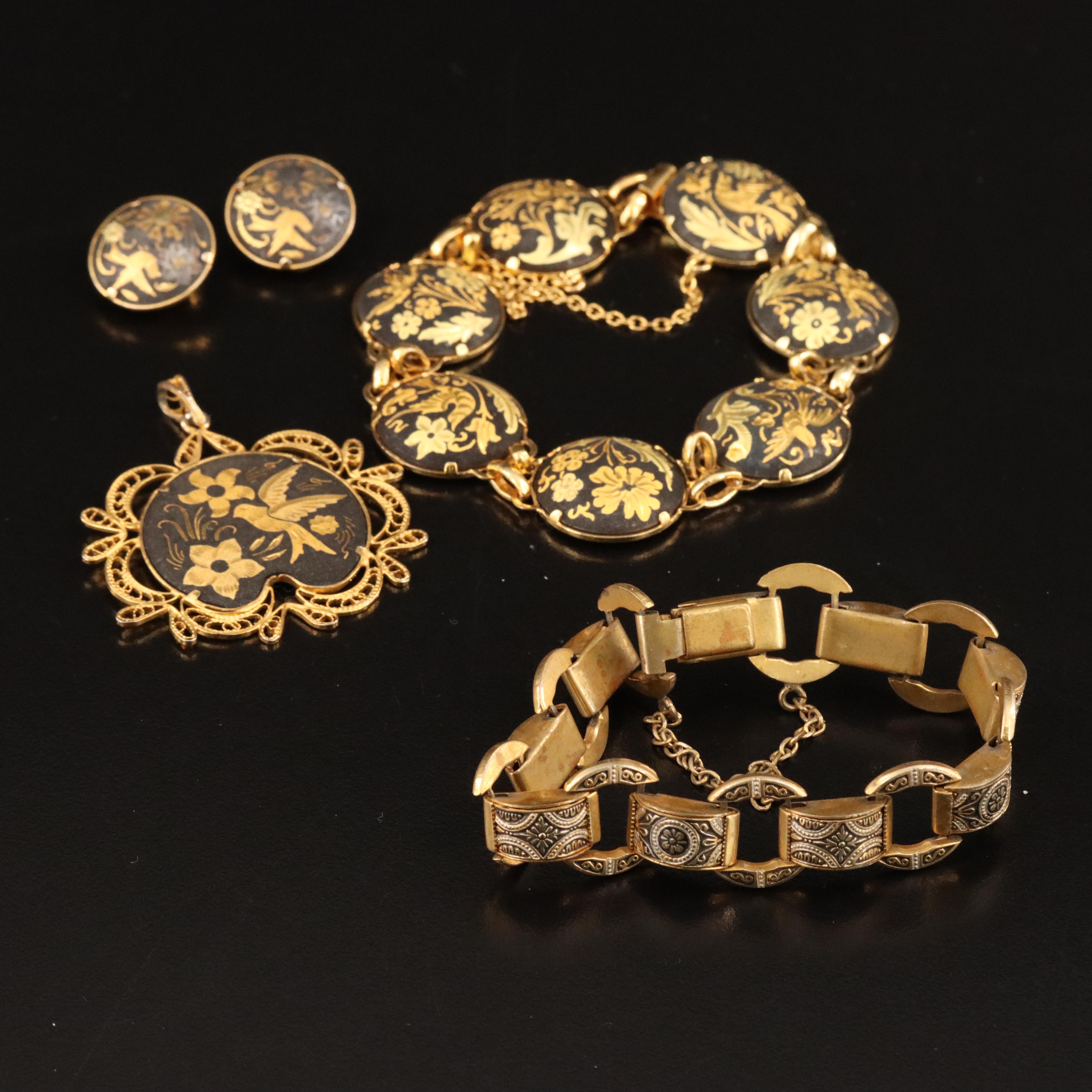 Vintage Jewelry Collection Featuring Damascene