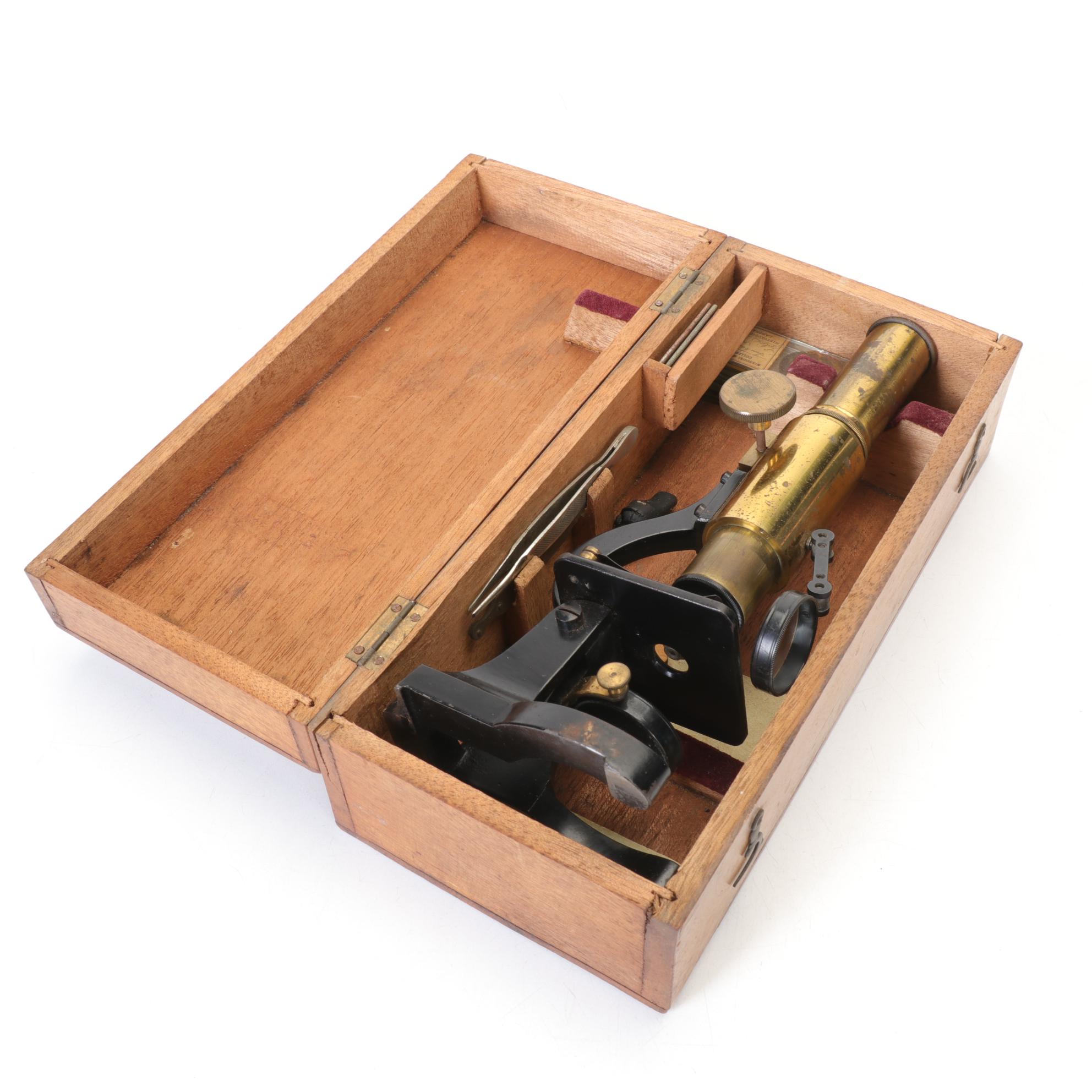 Student's Microscope and Case, Early 20th Century