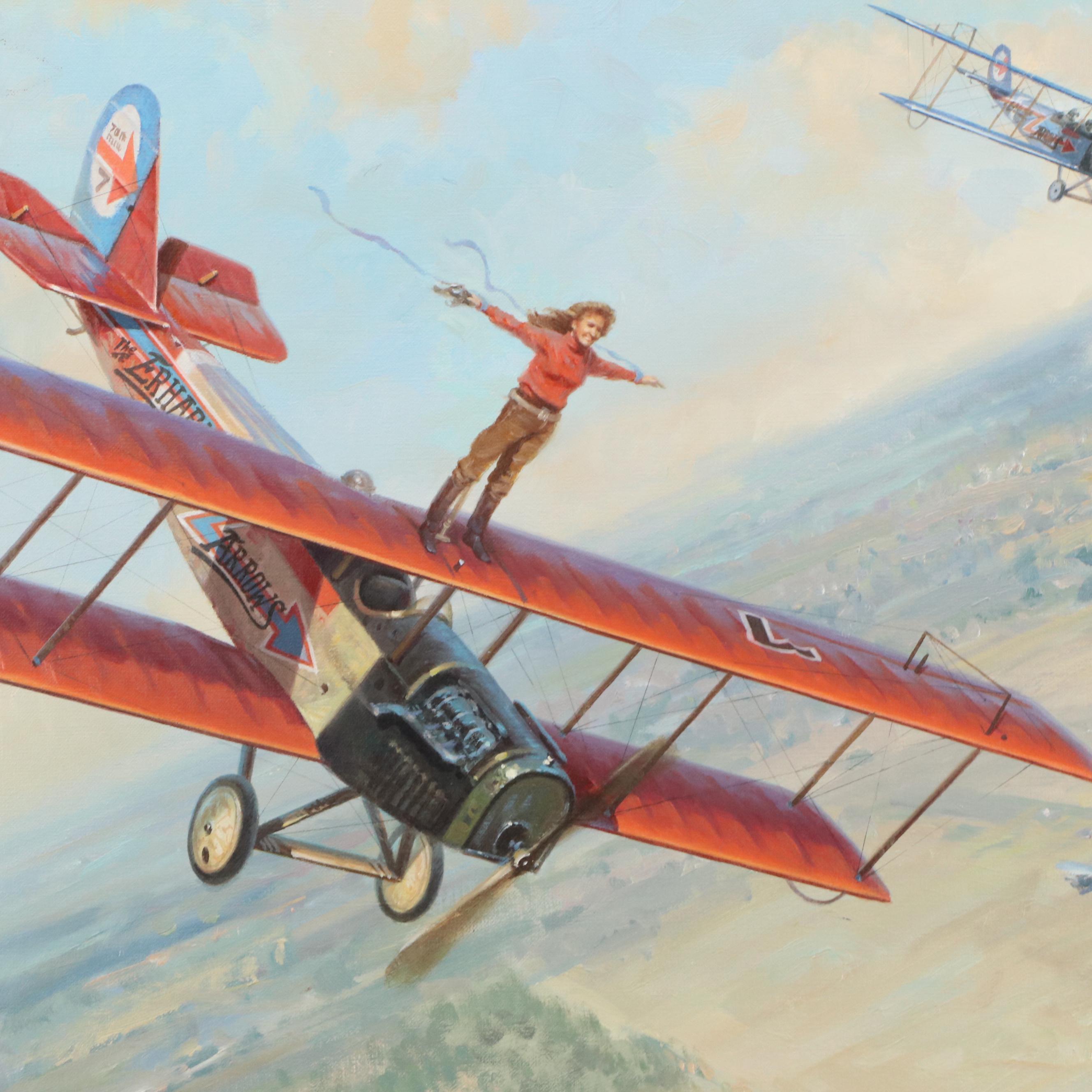 Roy Grinnell Oil Illustration Painting of Wing Walker