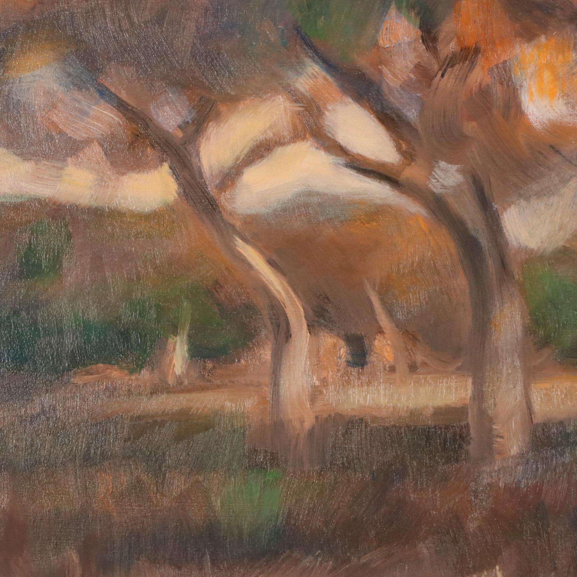 Impressionist Style Landscape Oil Painting After Kenney Mencher