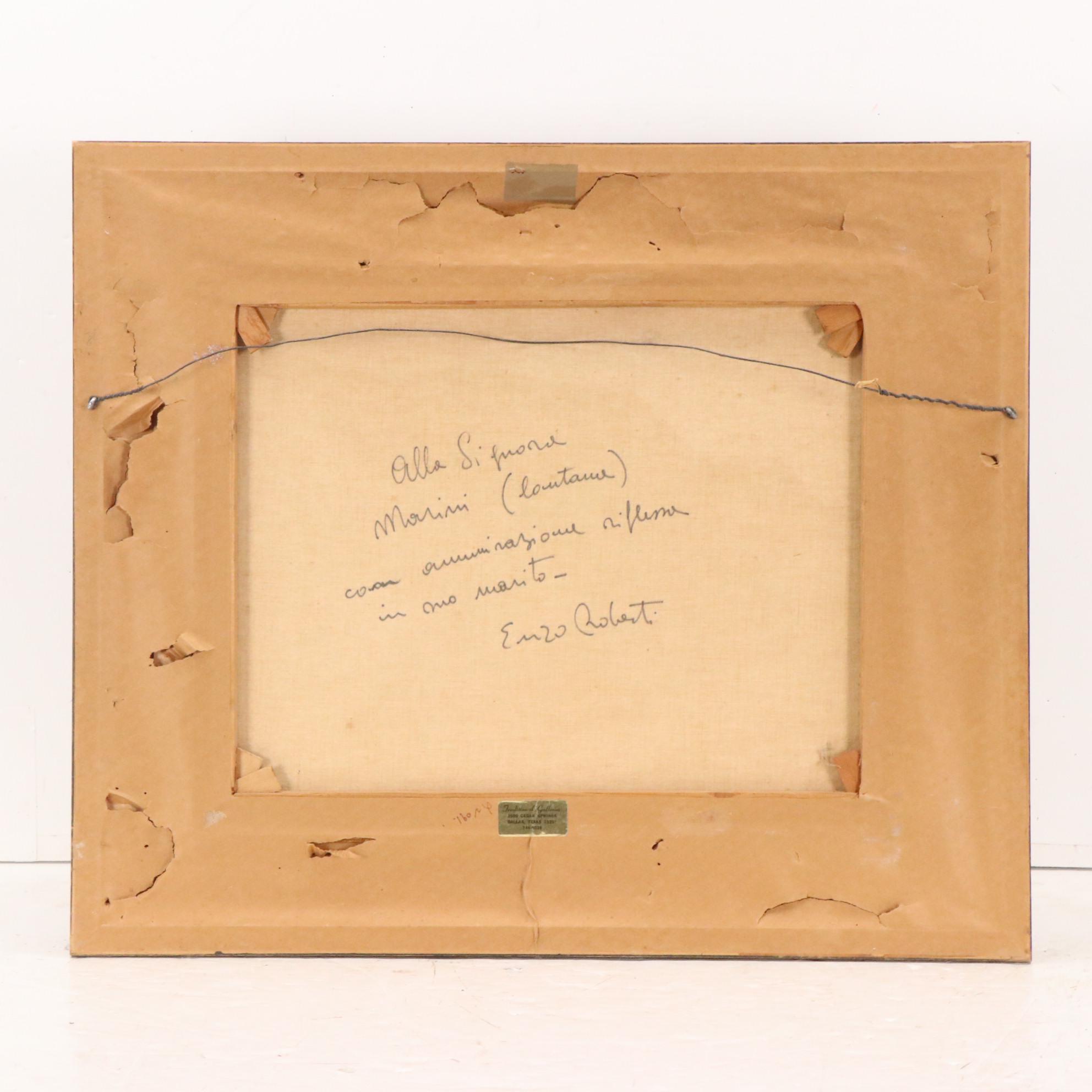 Enzo Roberts Stylized Landscape Oil Painting,  20th Century