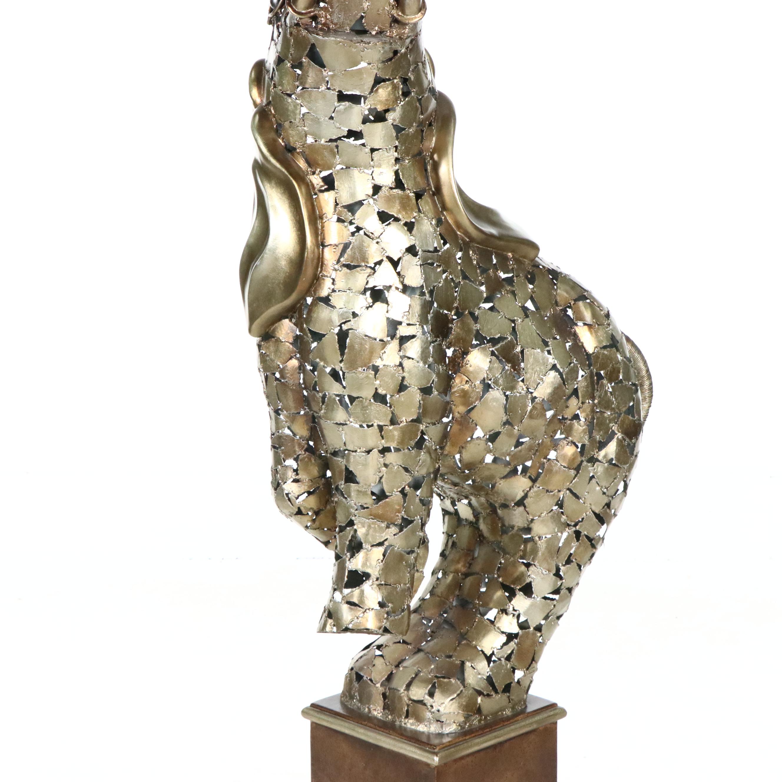 Painted Welded Steel Elephant Sculpture