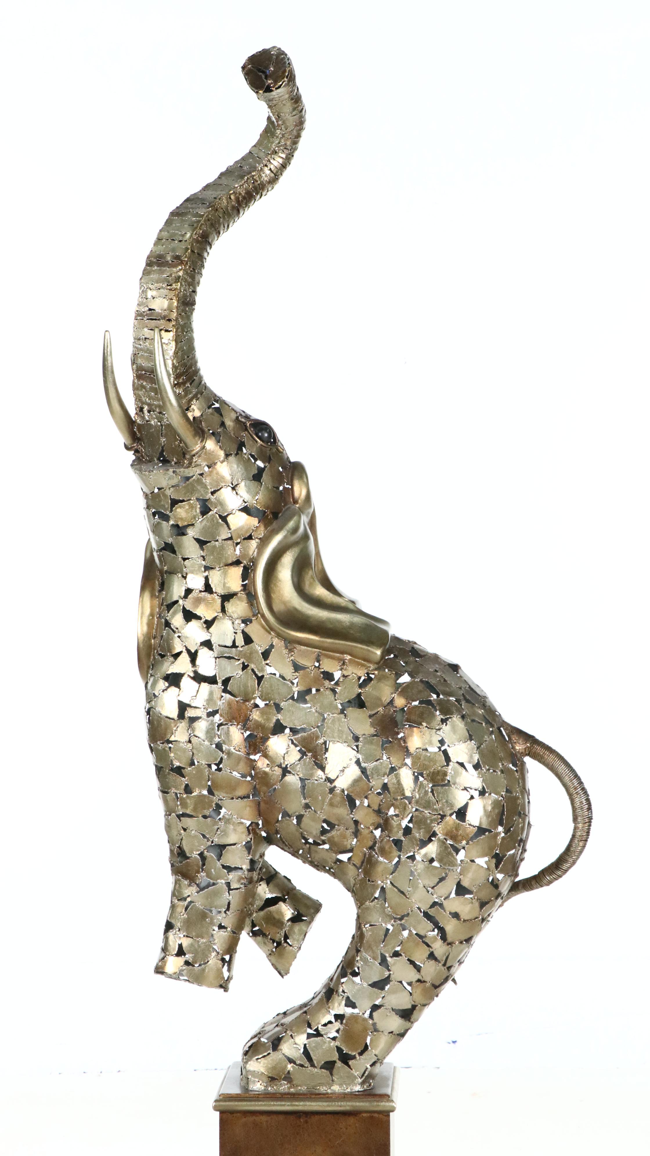 Painted Welded Steel Elephant Sculpture