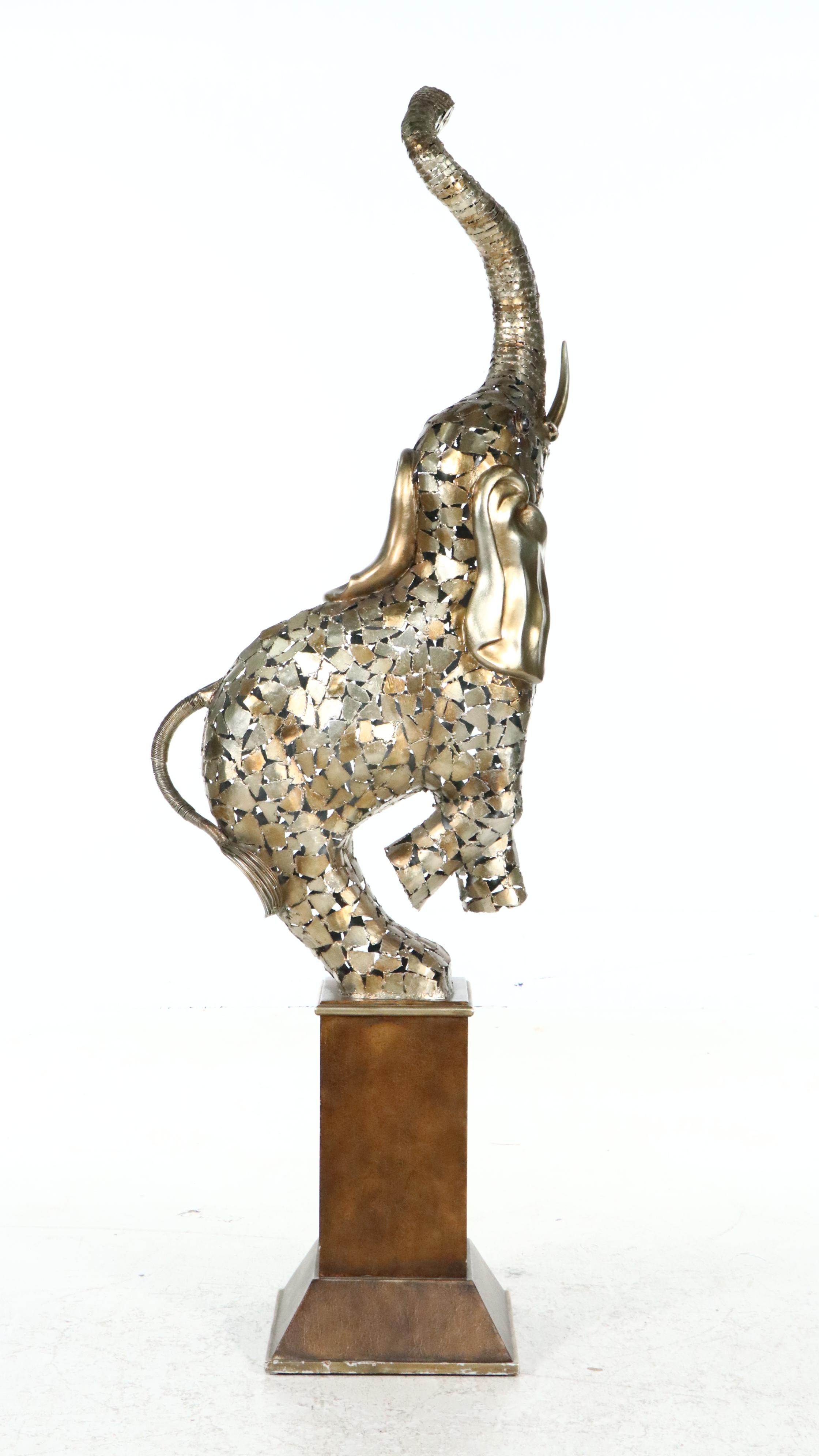 Painted Welded Steel Elephant Sculpture