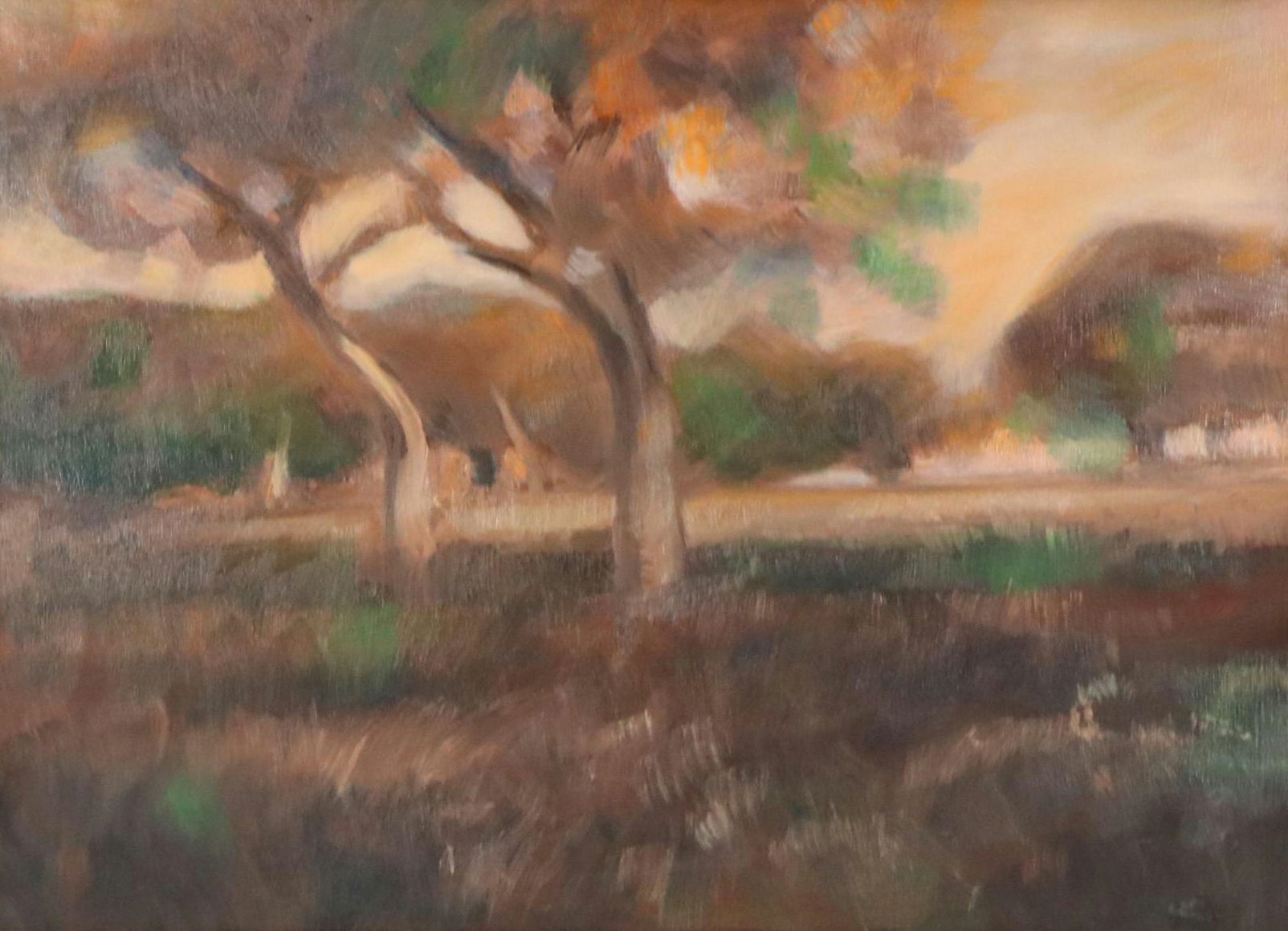 Impressionist Style Landscape Oil Painting After Kenney Mencher