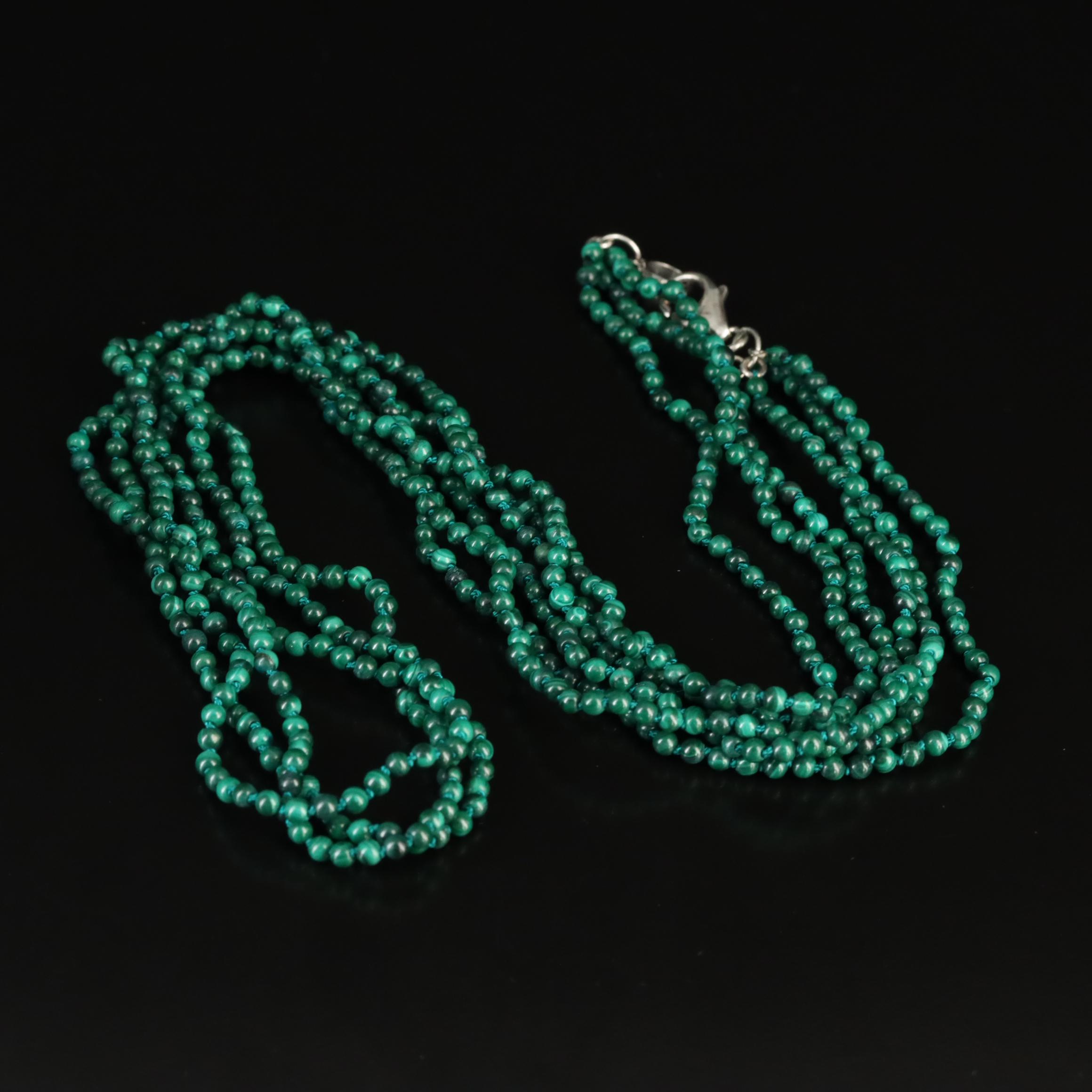 Sheryl Lowe Sterling Malachite Multi-Strand Necklace