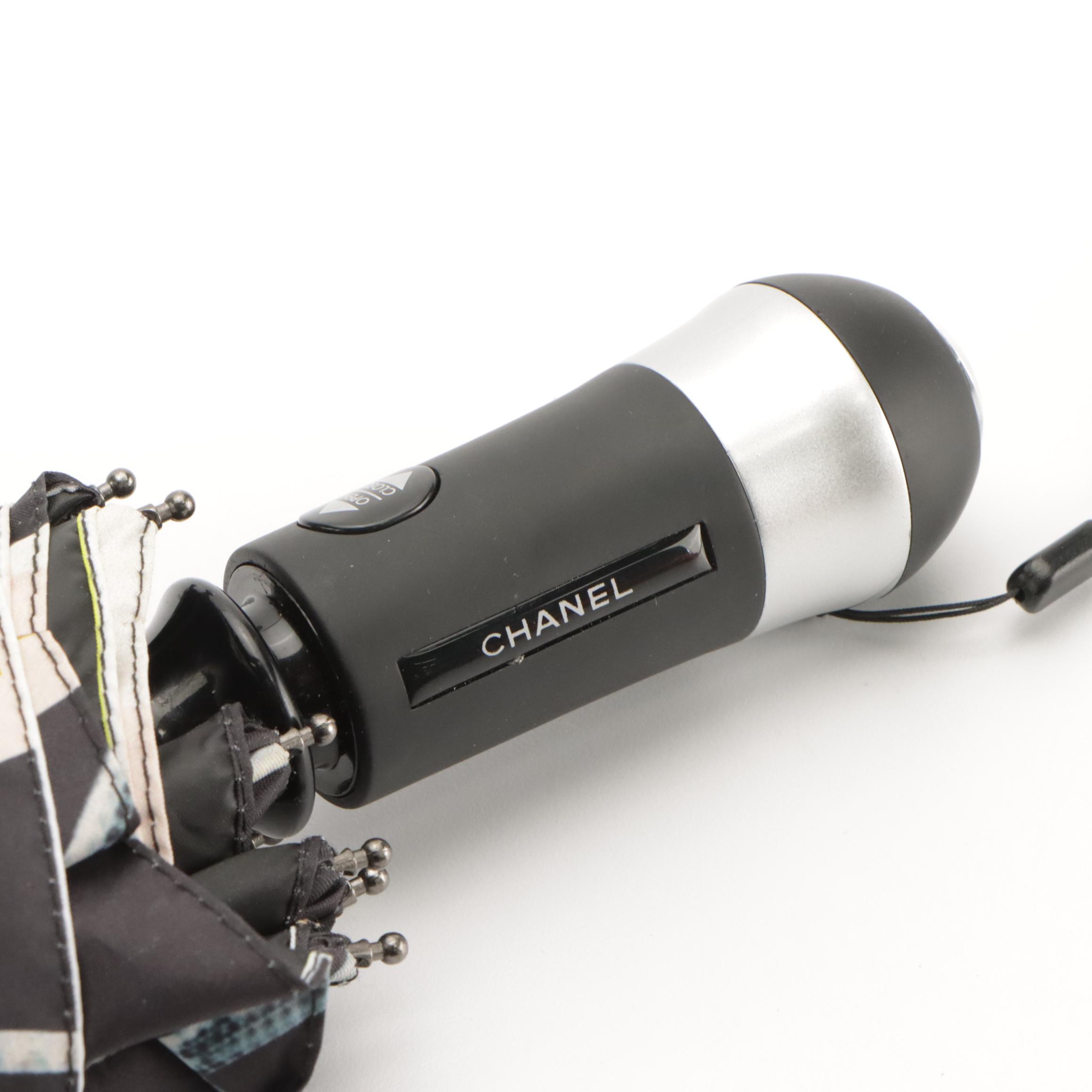 Chanel CC Printed Umbrella with Flashlight Handle