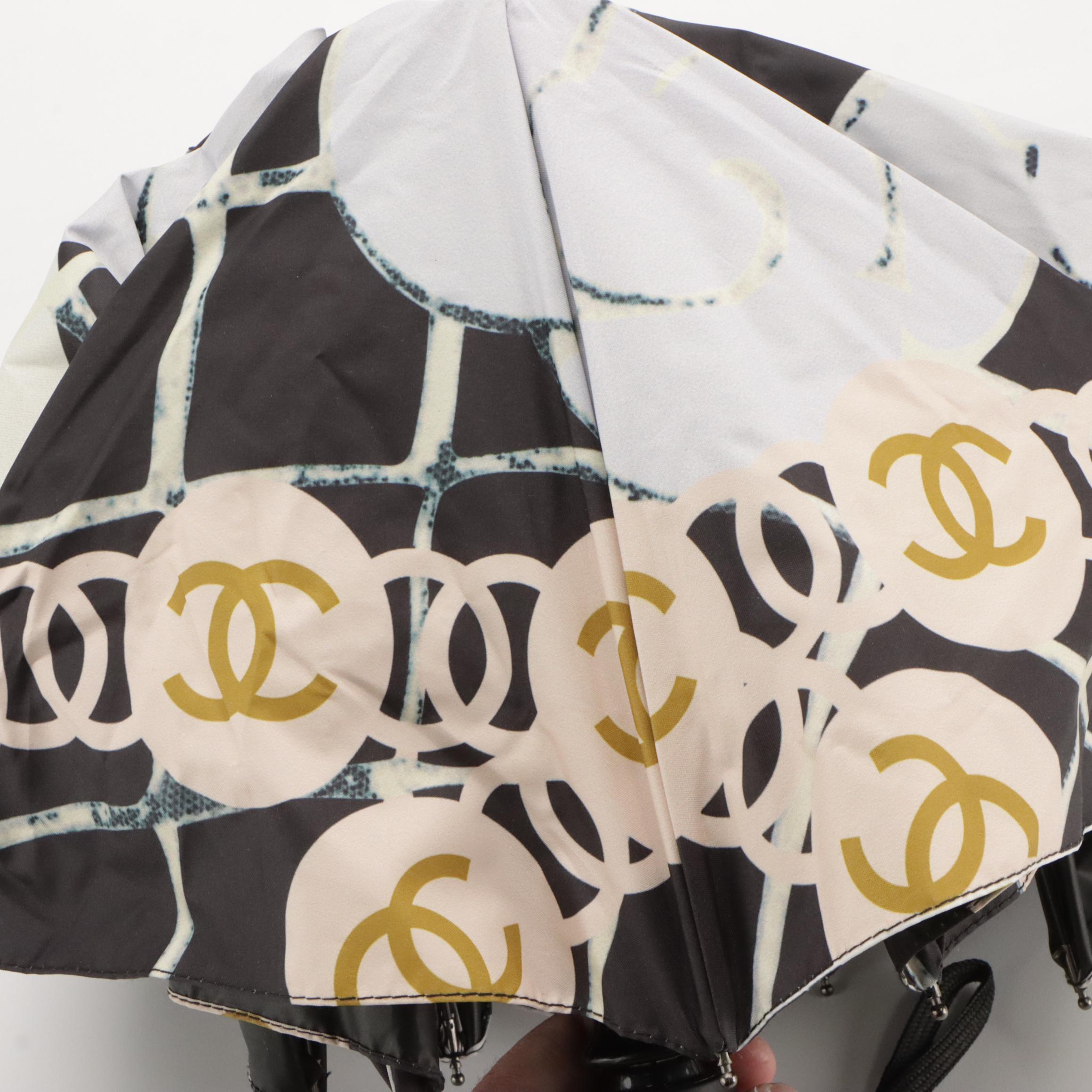 Chanel CC Printed Umbrella with Flashlight Handle