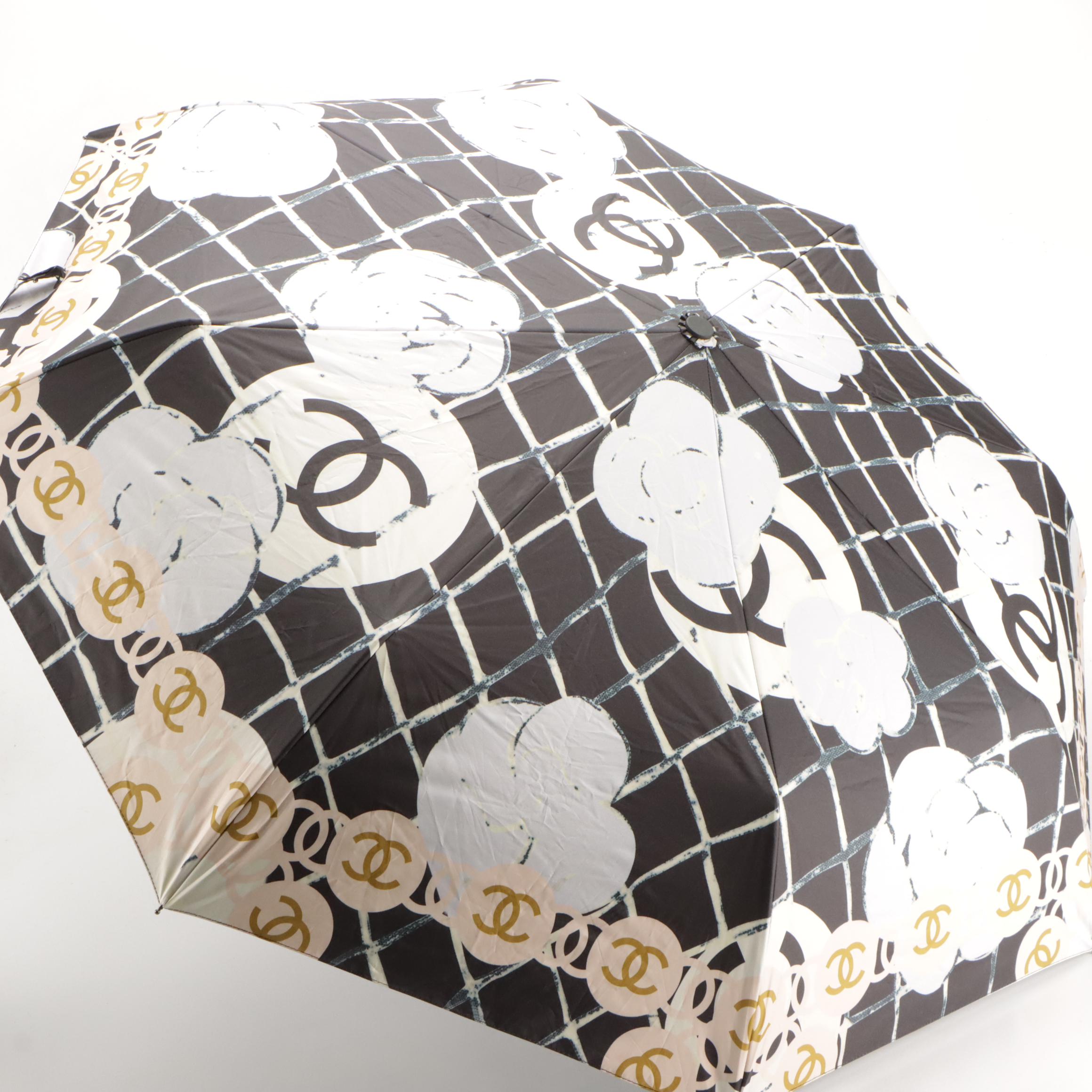 Chanel CC Printed Umbrella with Flashlight Handle
