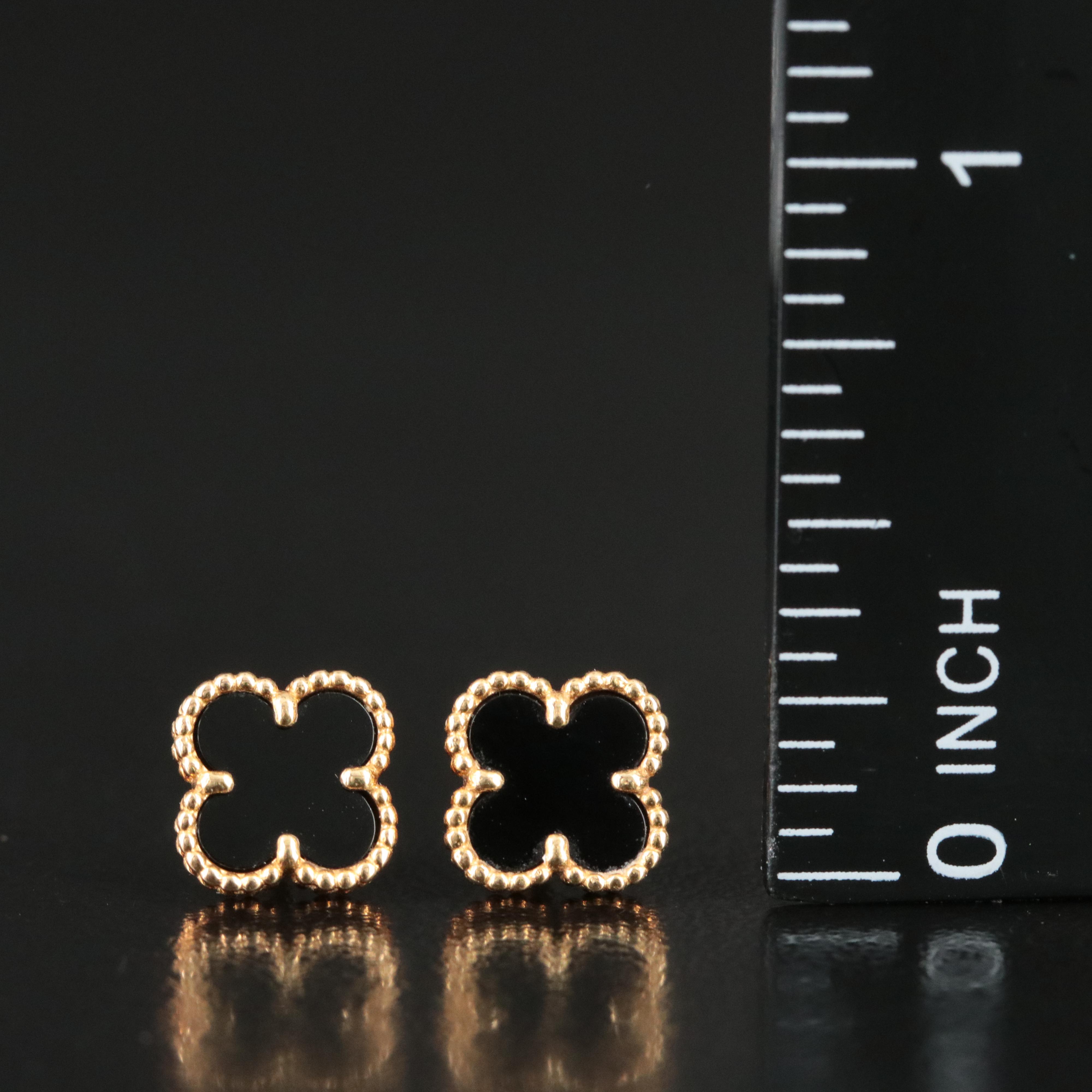 Van Cleef & Arpels Vintage Alhambra 18K Black Onyx Earrings