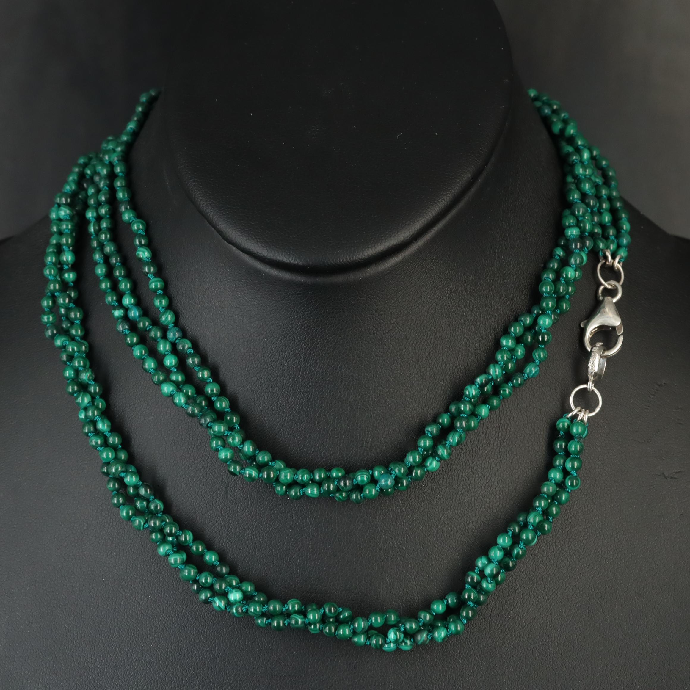 Sheryl Lowe Sterling Malachite Multi-Strand Necklace