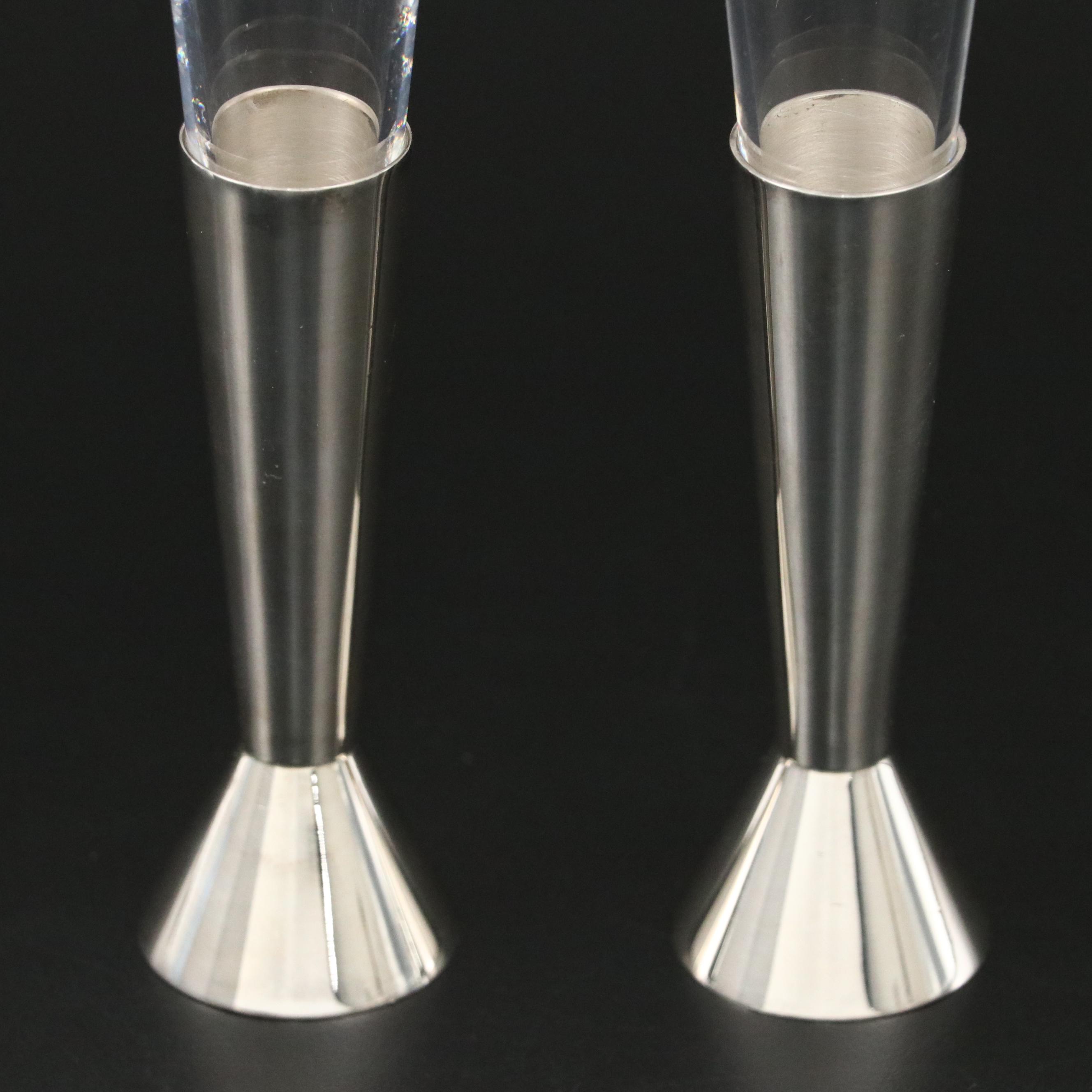 Christofle Silver Plate Candleholders and Cocktail Glasses