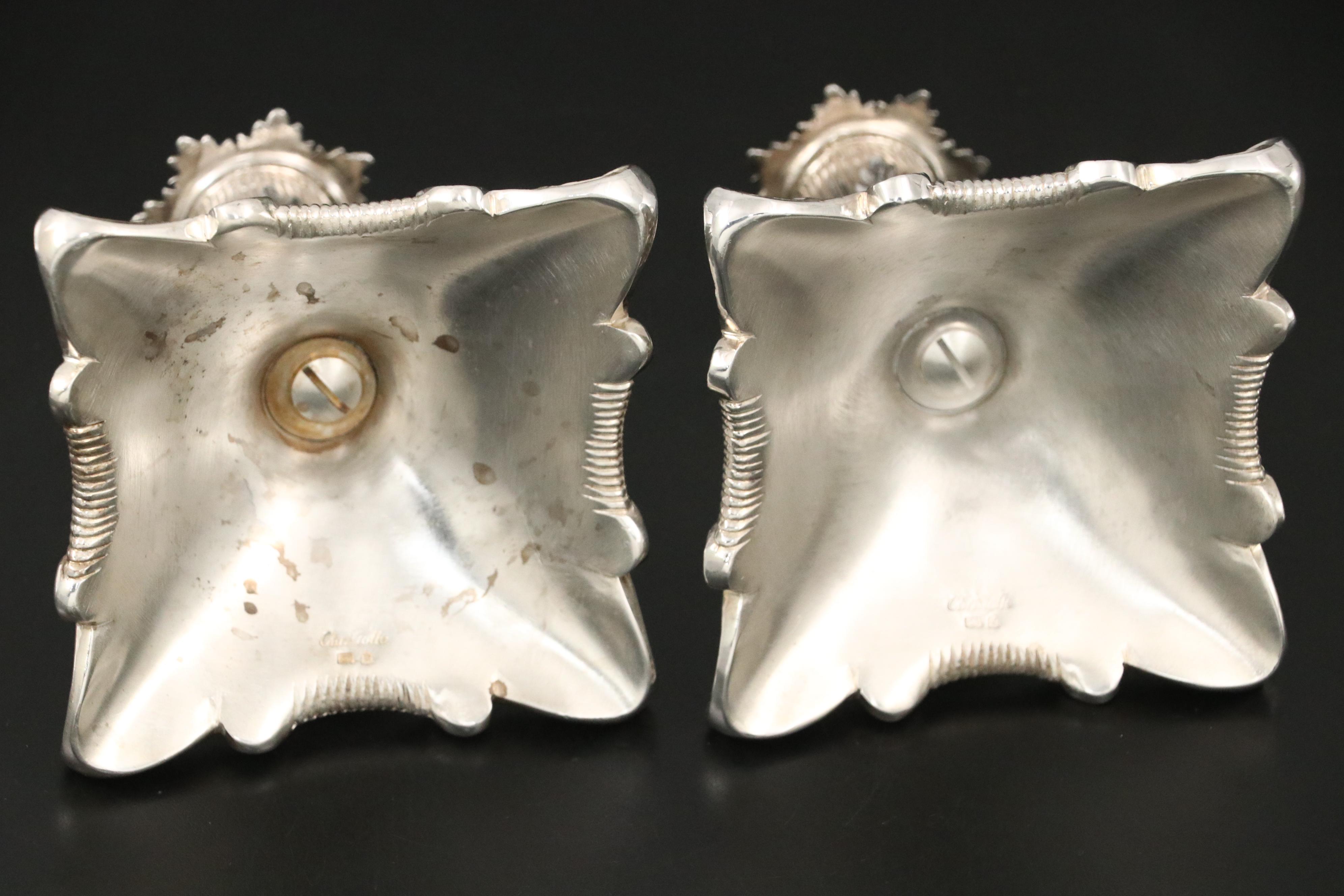 Christofle Silver Plate Candleholders and Cocktail Glasses