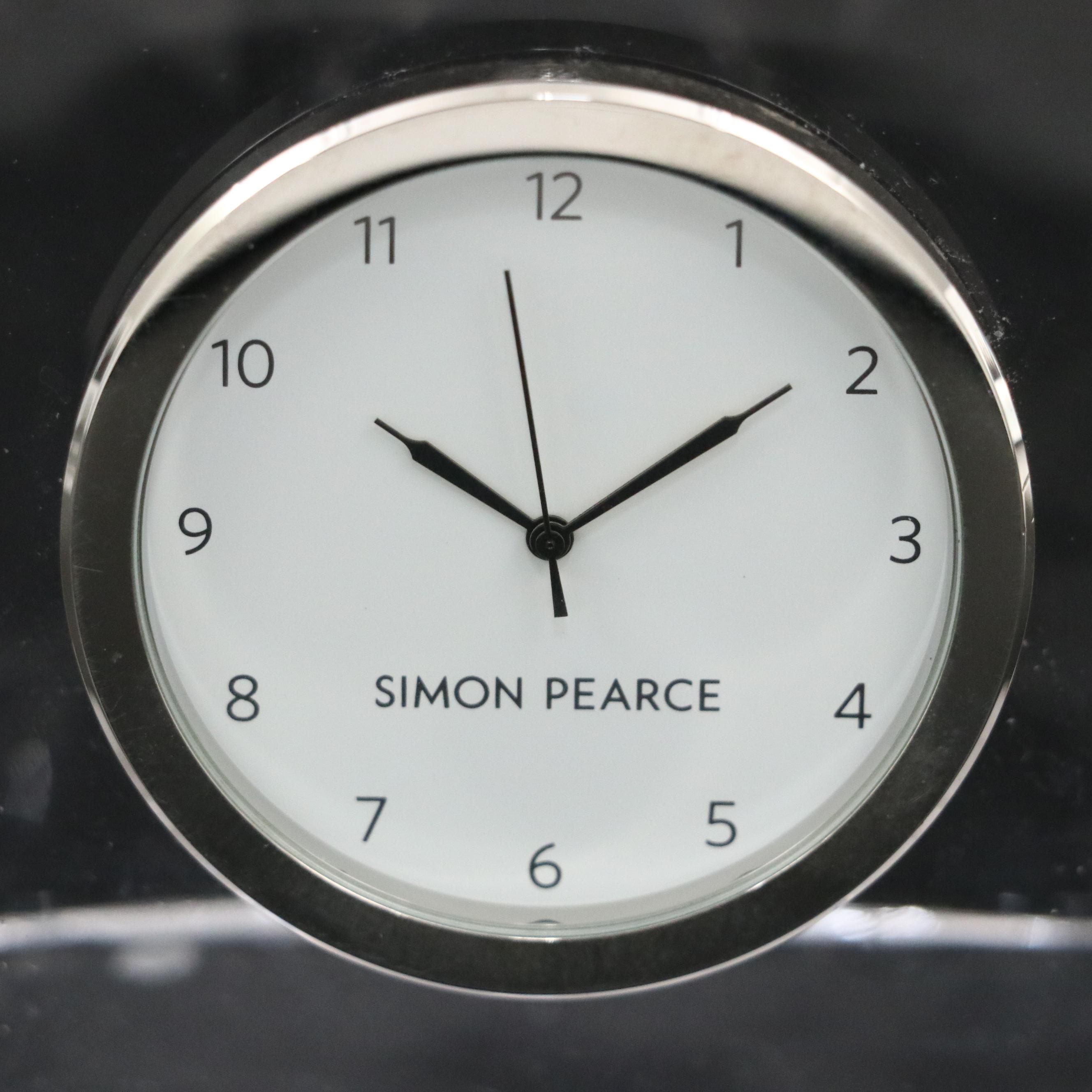 Simon Pearce "Woodbury" Glass Clock and Other Crystal Cube Votive Candlesticks