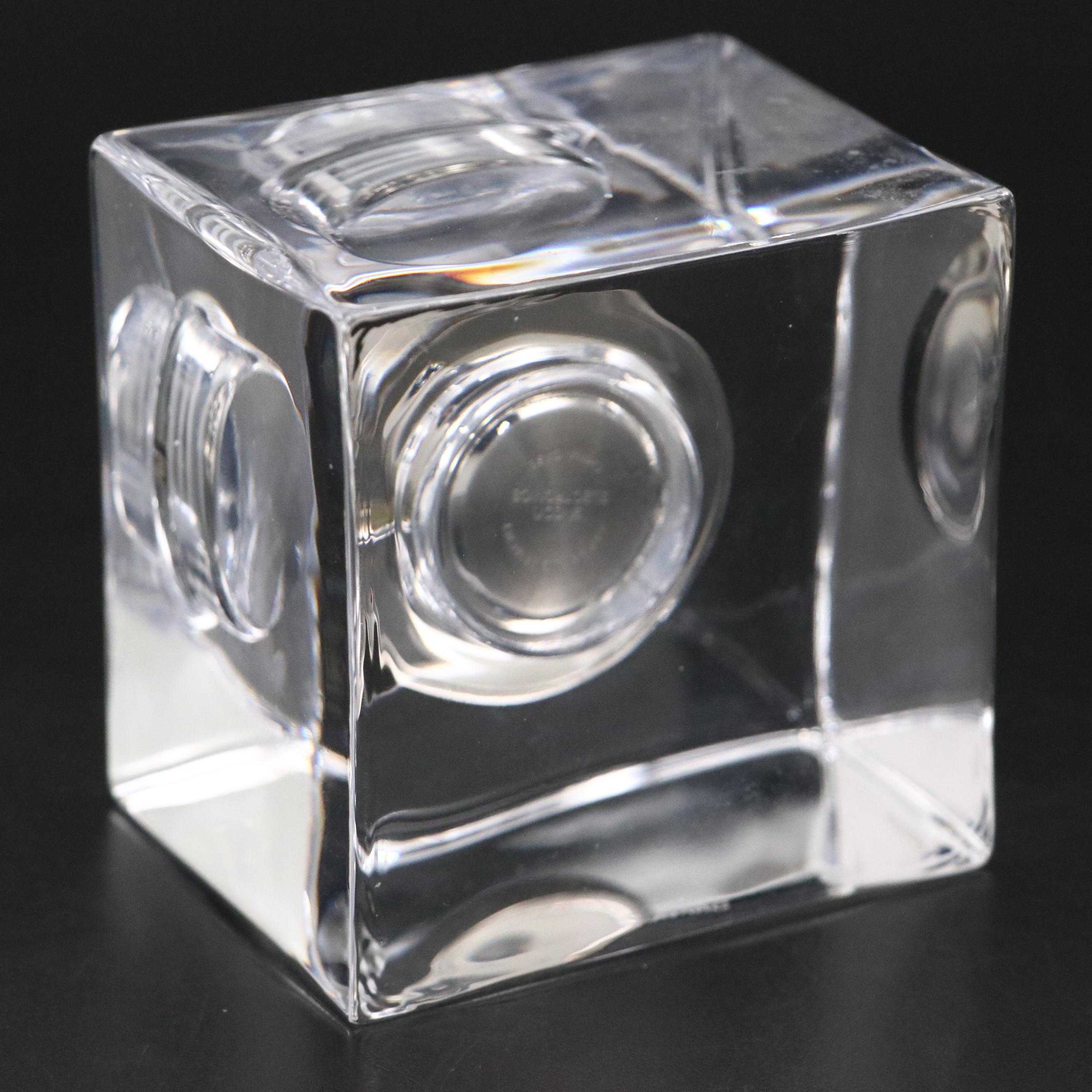 Simon Pearce "Woodbury" Glass Clock and Other Crystal Cube Votive Candlesticks