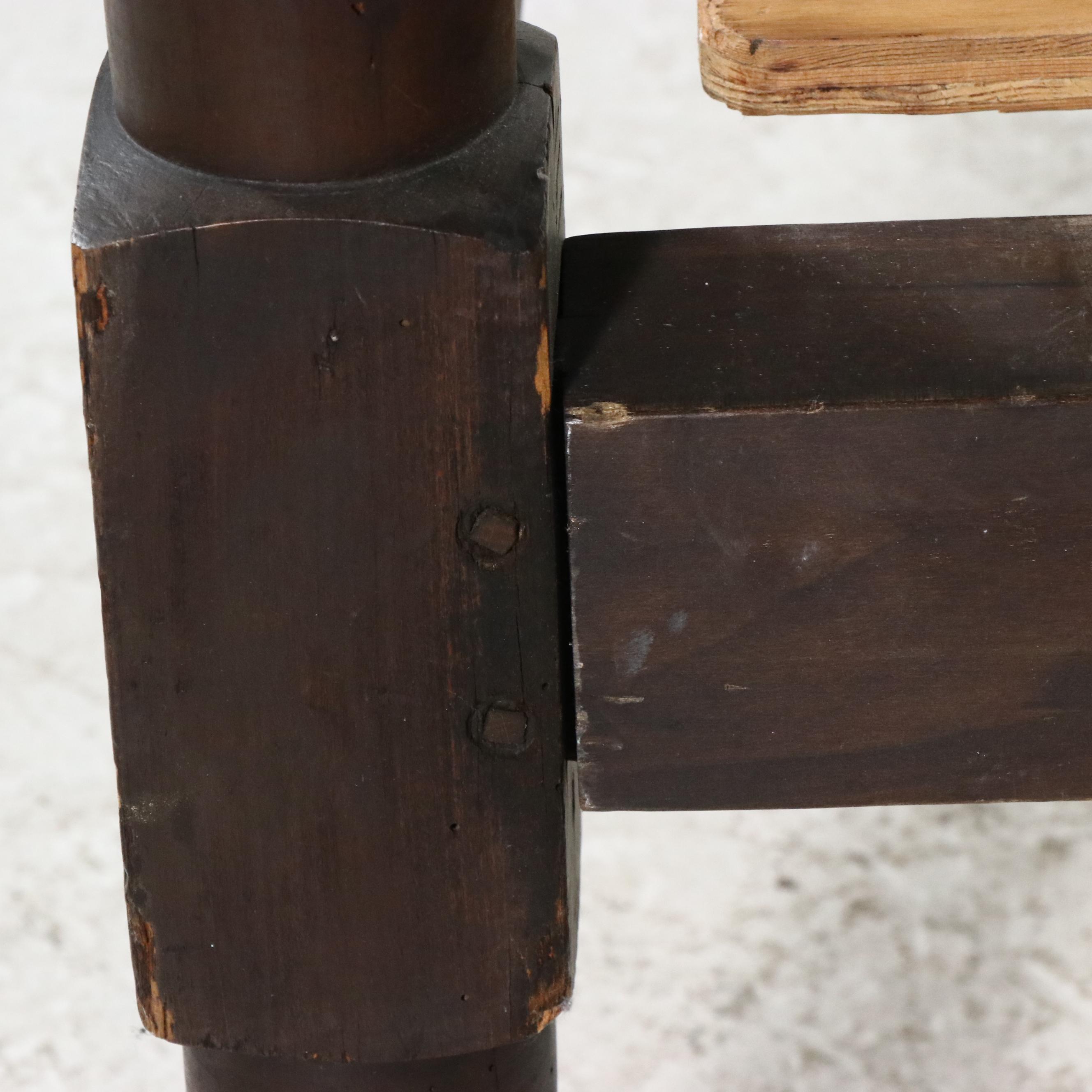 1850s American Federal Style Rope Bed Frame with Wooden Mattress Platform