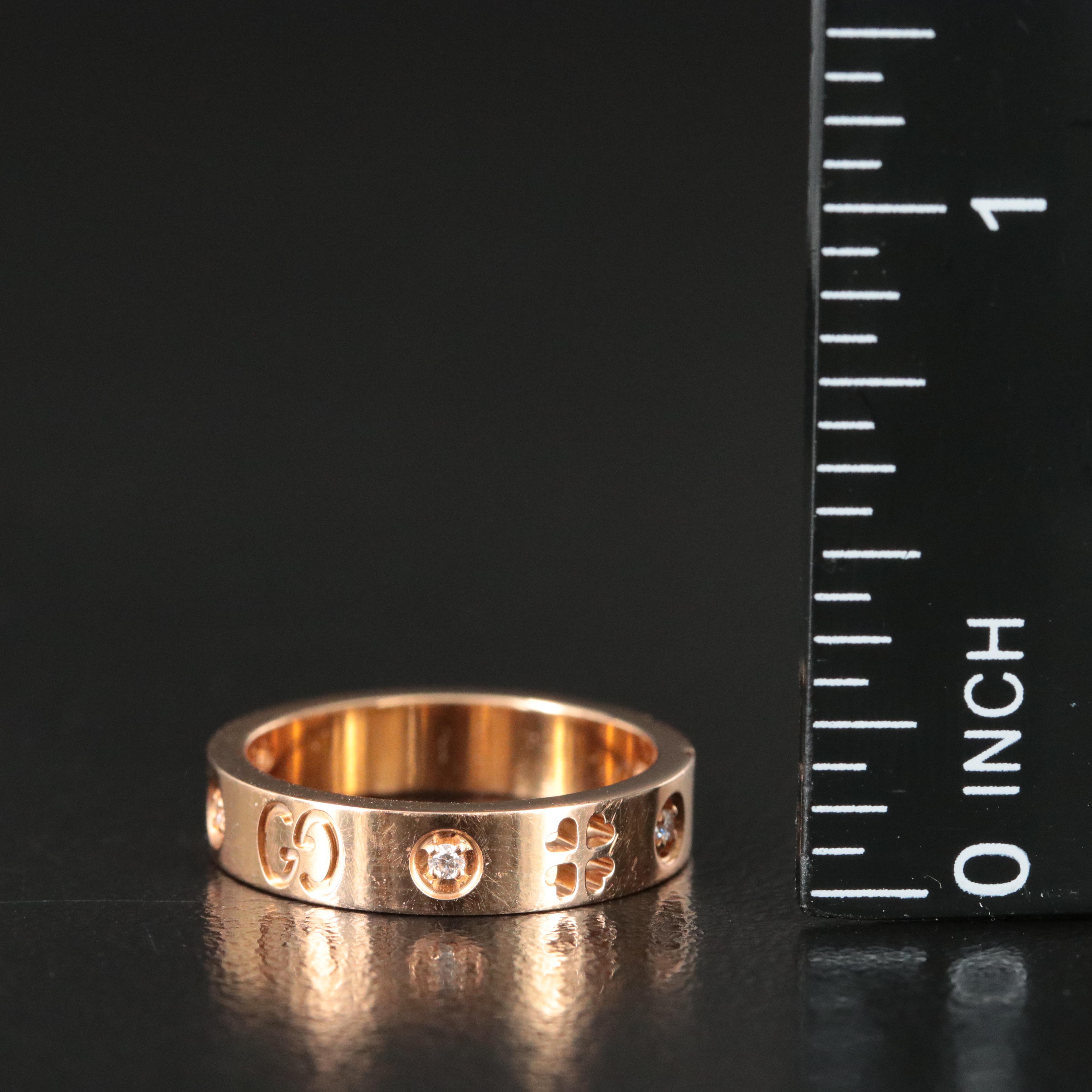 Gucci Icon 18K Rose Gold and Diamond Ring