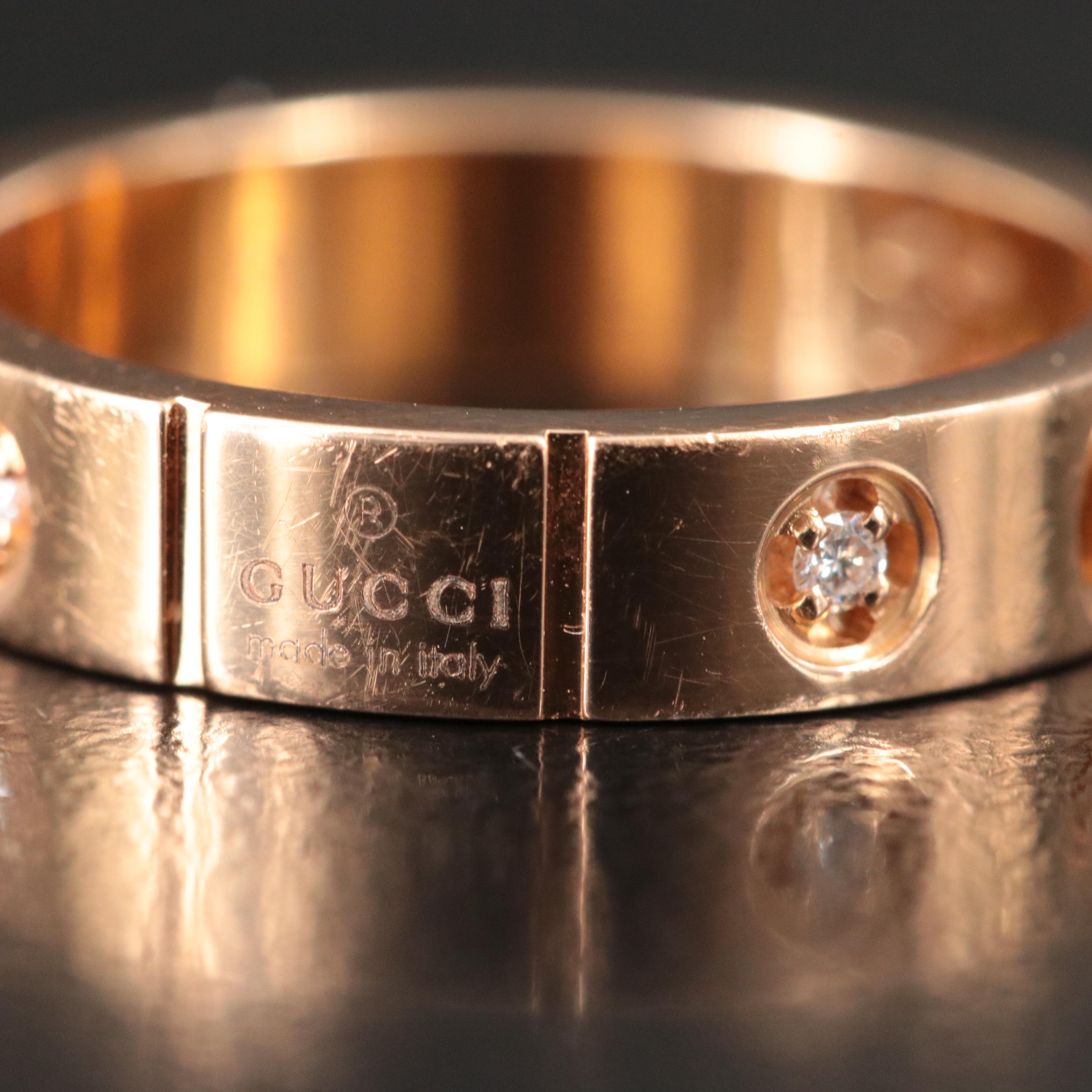 Gucci Icon 18K Rose Gold and Diamond Ring