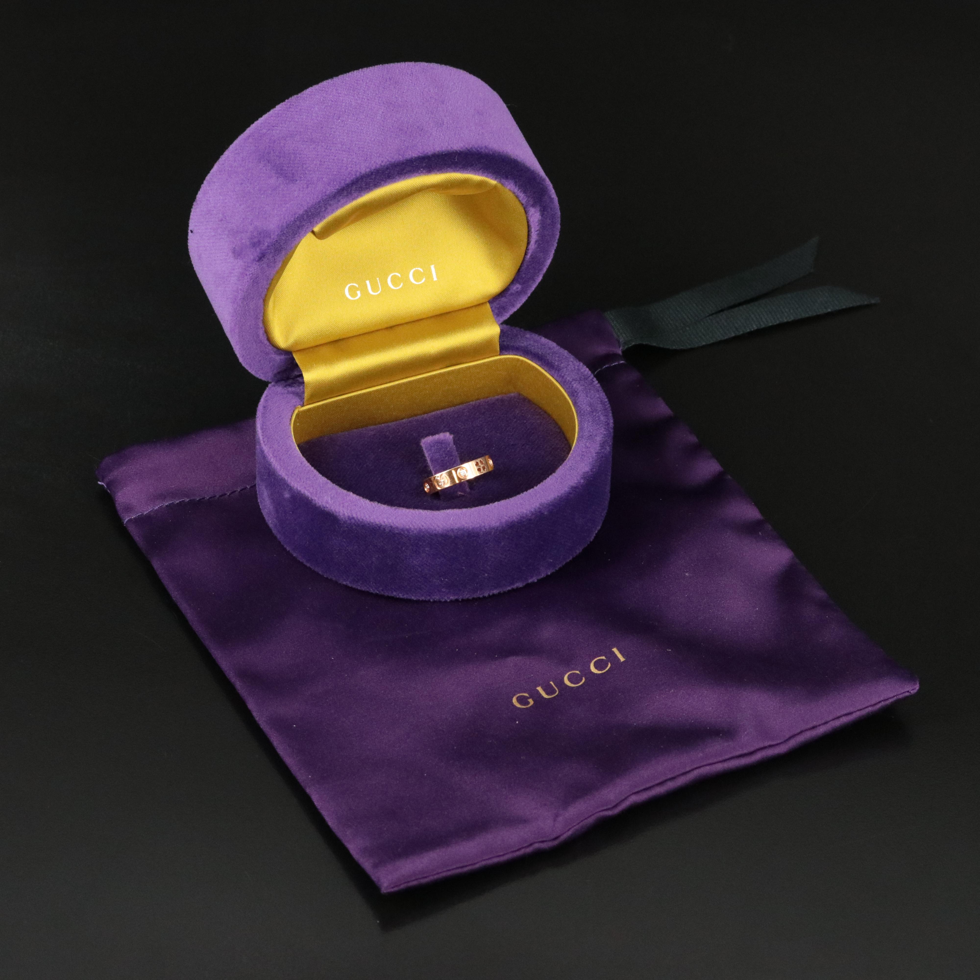 Gucci Icon 18K Rose Gold and Diamond Ring