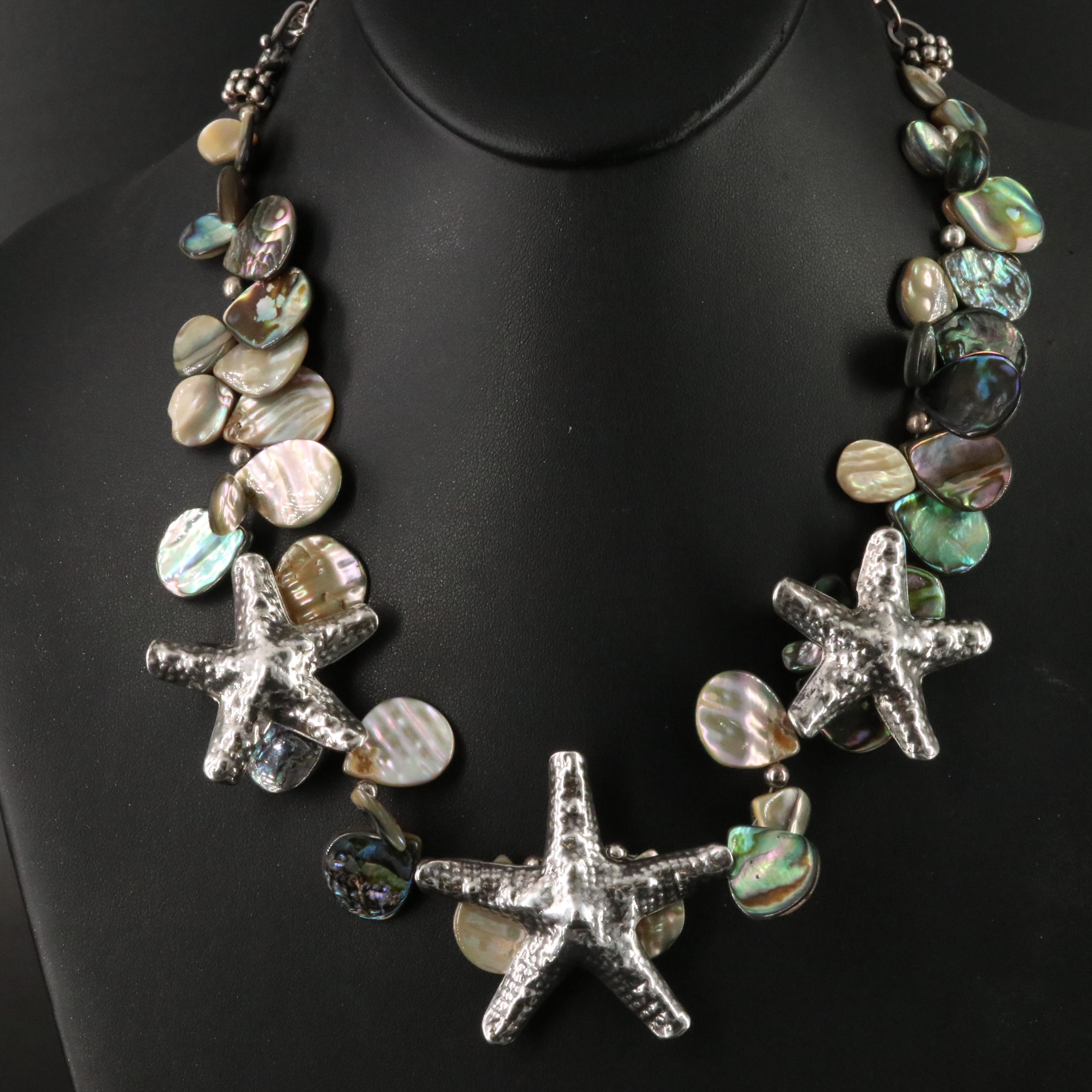 Mary and Doug Hancock Sterling Abalone Starfish Necklace
