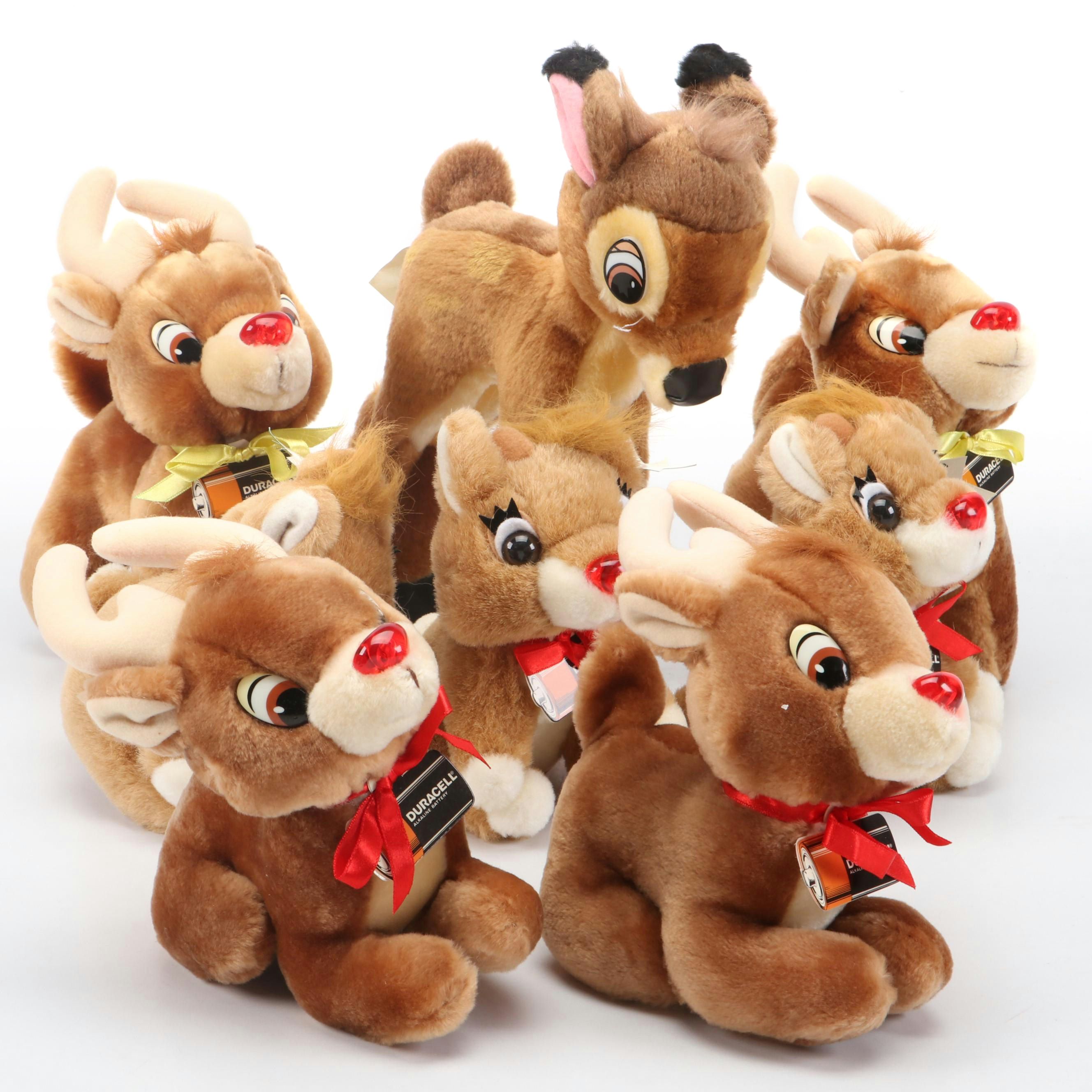 Applause Rudolph Plush Figures with Disney Bambi Plush
