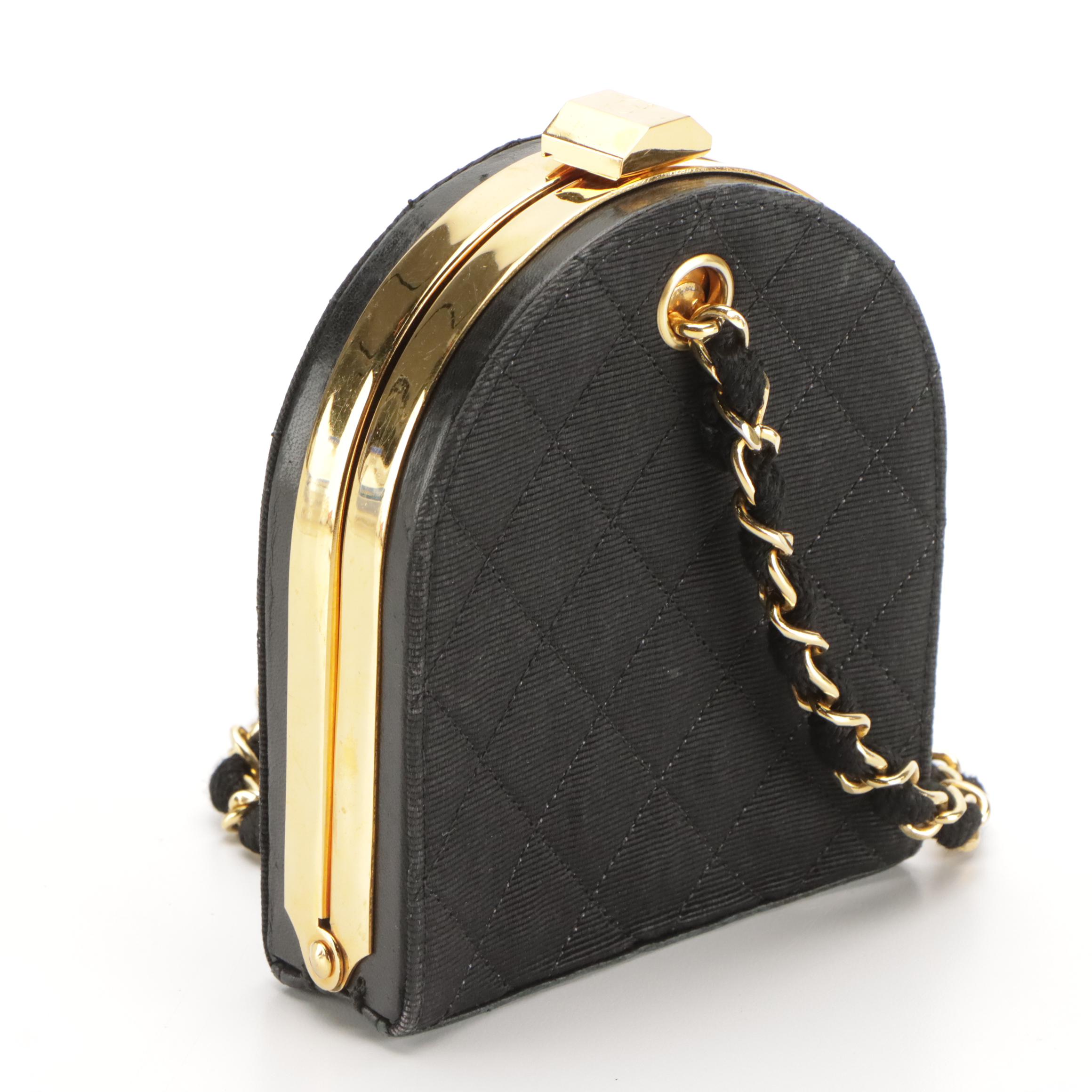 Chanel Mini Box Clutch in Quilted Faille Textile with Leather Trim