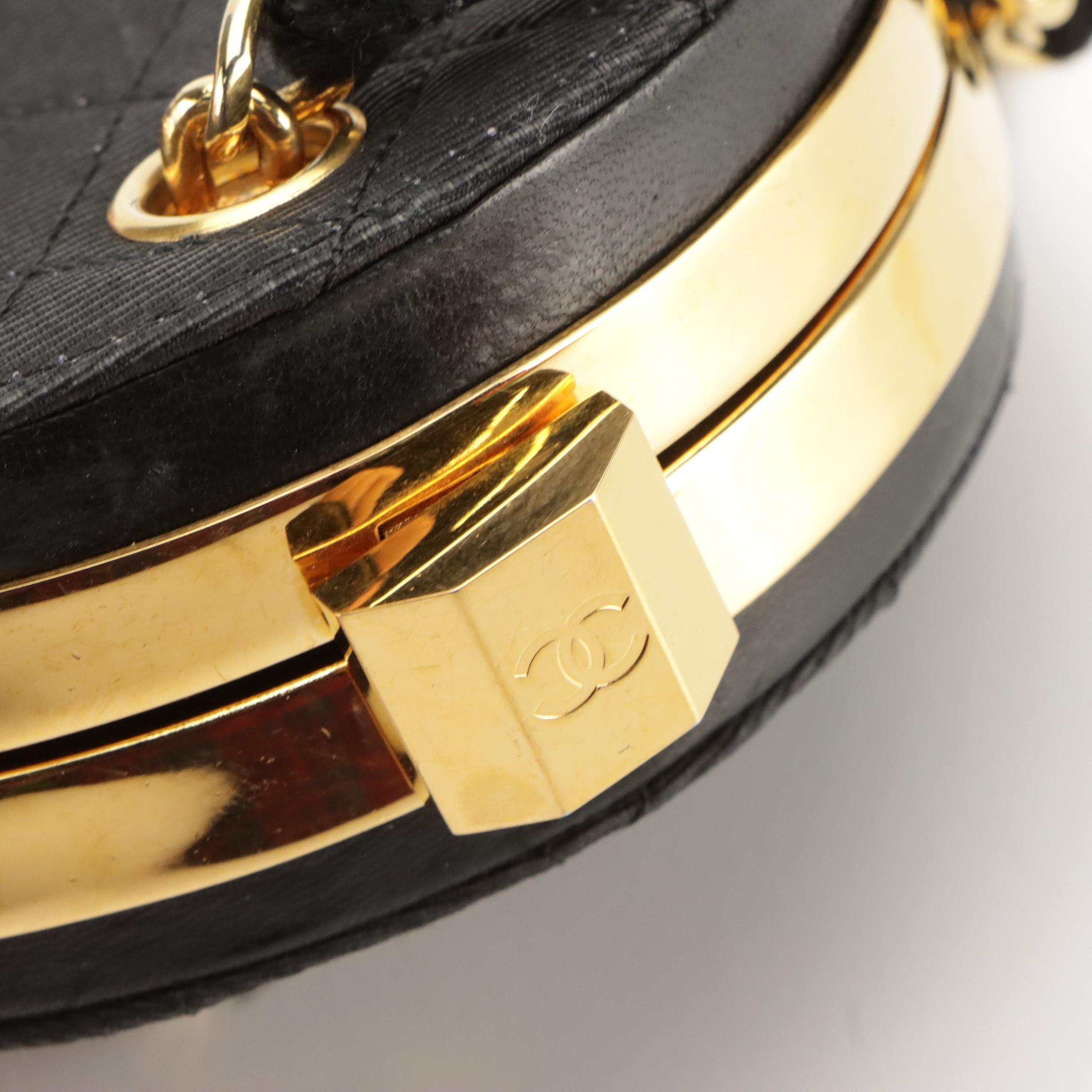 Chanel Mini Box Clutch in Quilted Faille Textile with Leather Trim